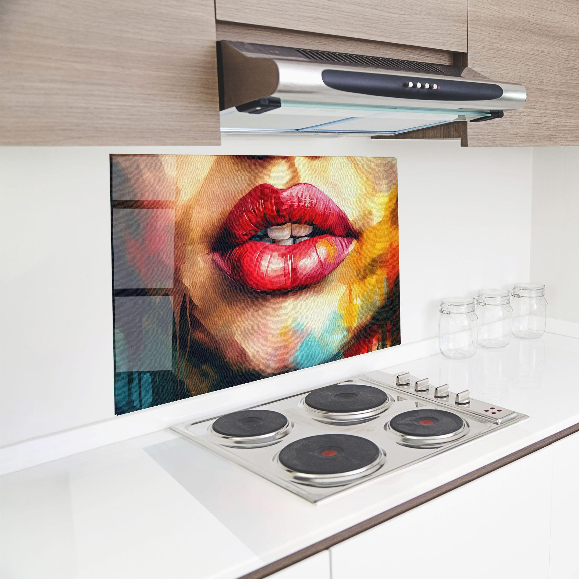 Panou Sticla Bucatarie Painting Texture Lips mockup 8
