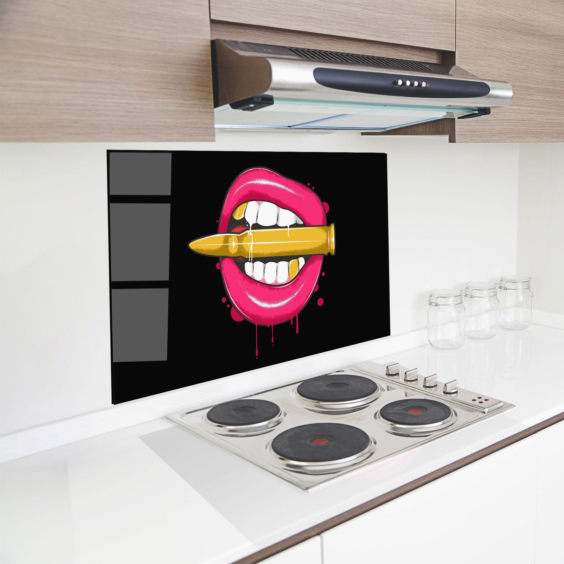 Panou Sticla Bucatarie Pink Bullet Lips mockup 8