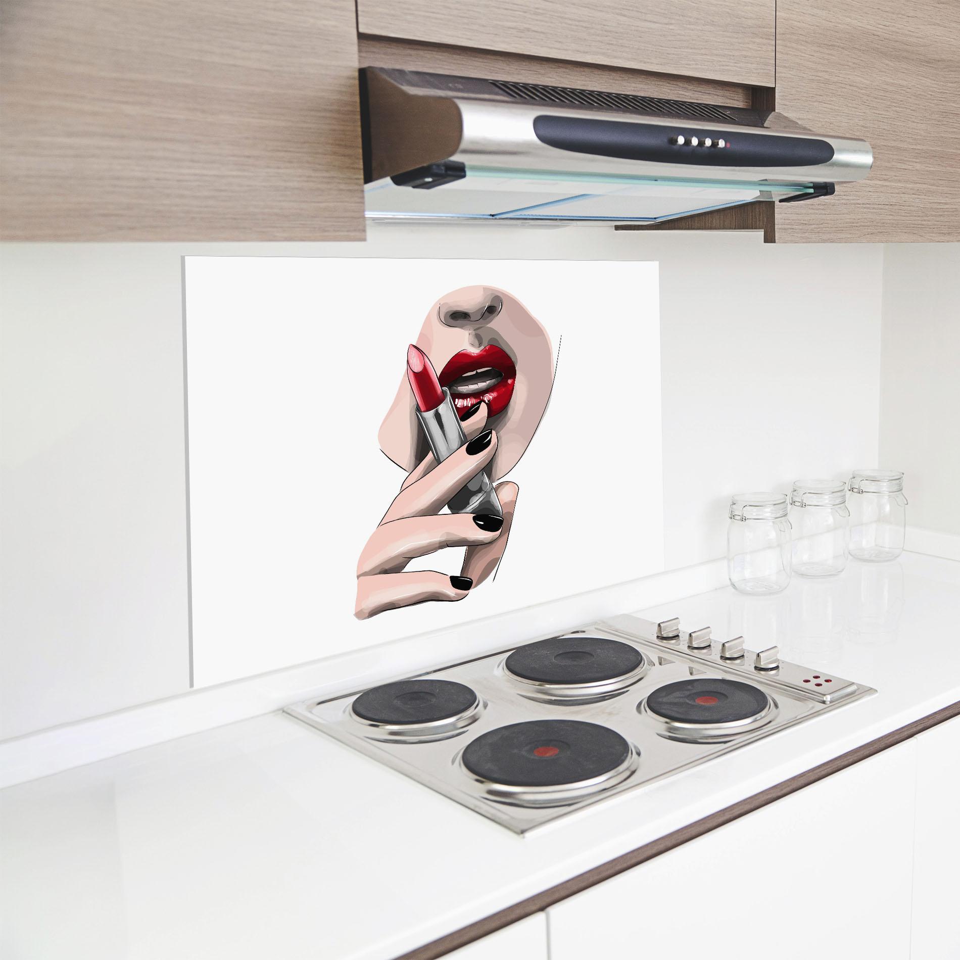 Panou Sticla Bucatarie Red Lipstick mockup 8