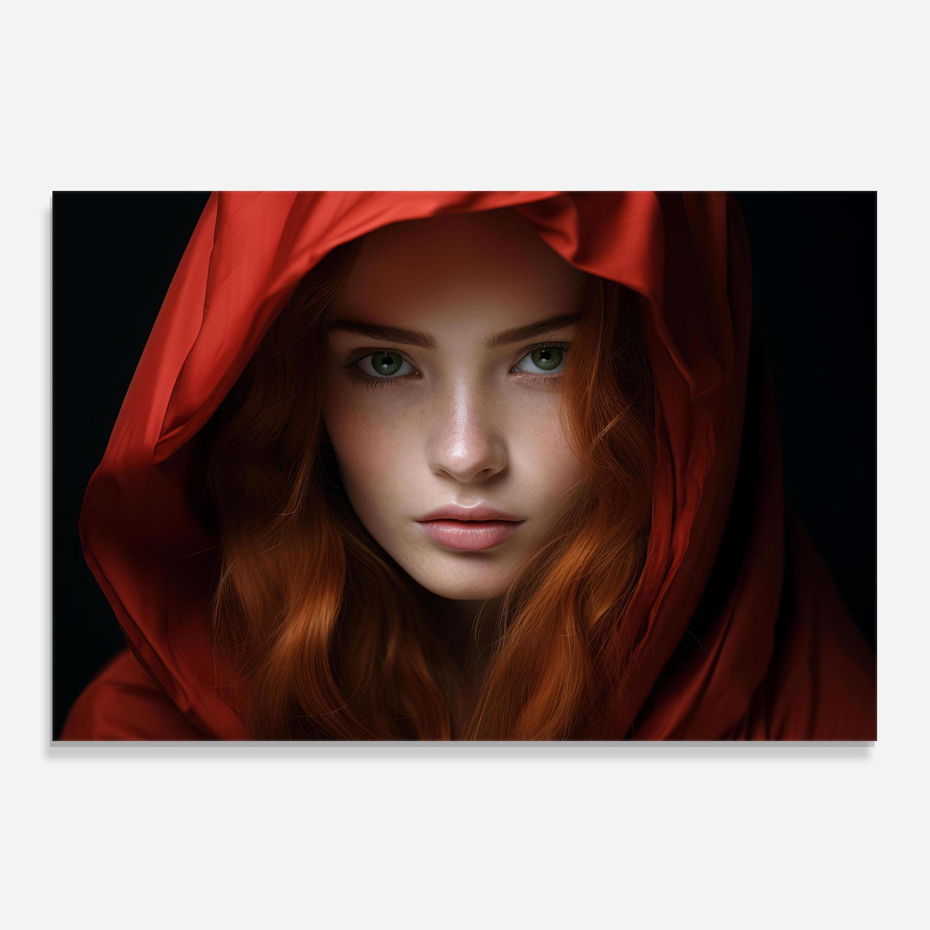 Panou Sticla Bucatarie Red Hood Portrait mockup 0