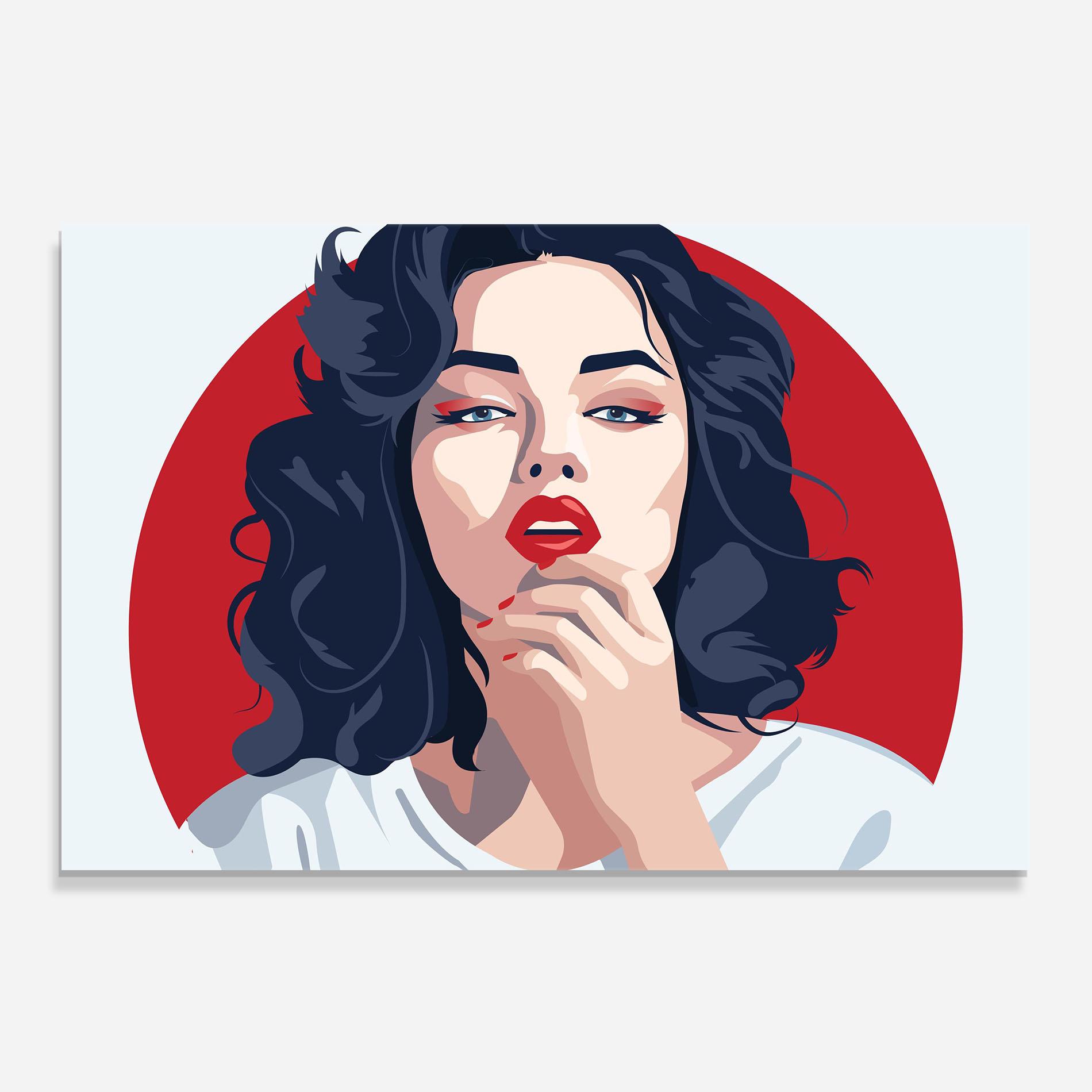 Panou Sticla Bucatarie Red Lips Portrait mockup 0