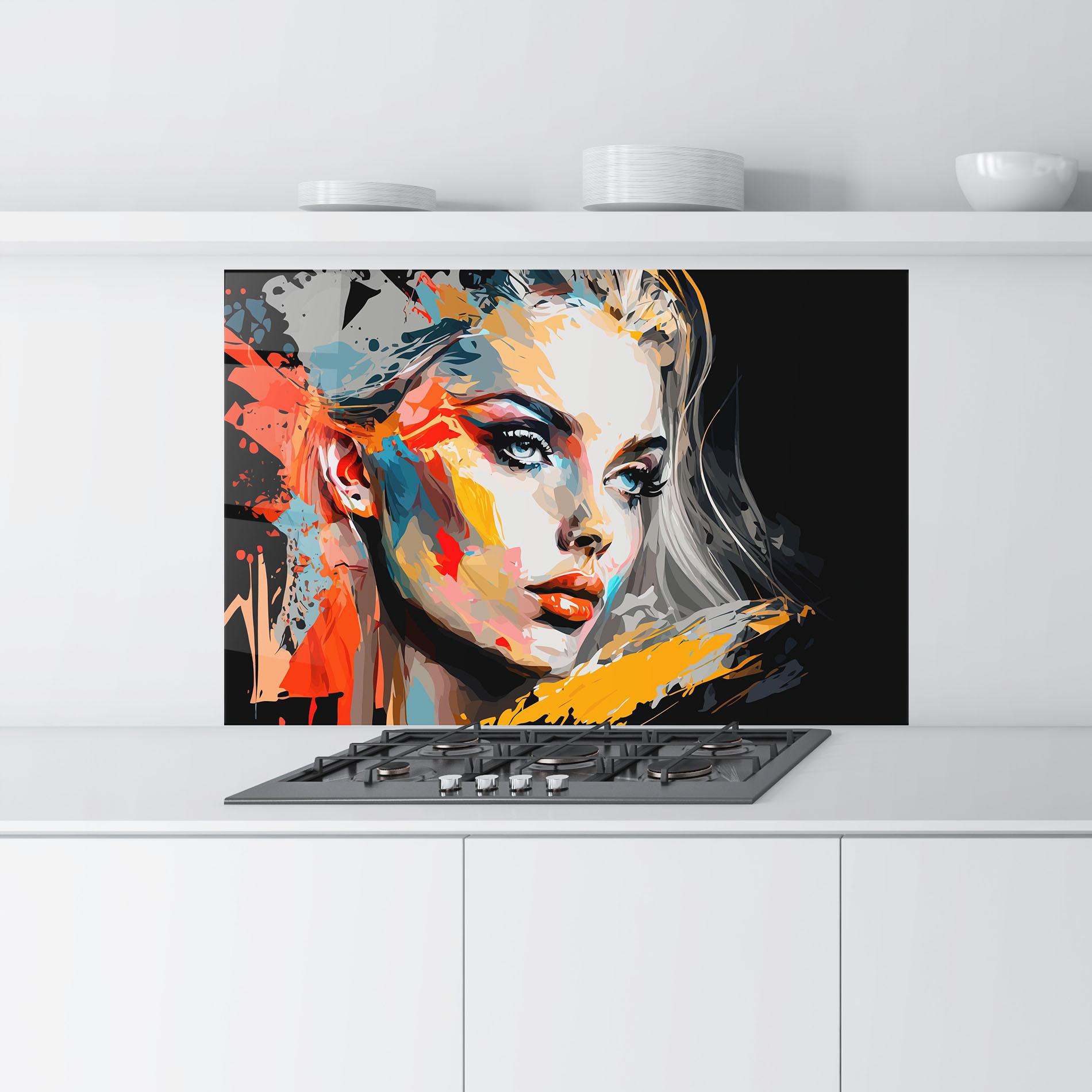 Panou Sticla Bucatarie Blue Eye Face mockup 9