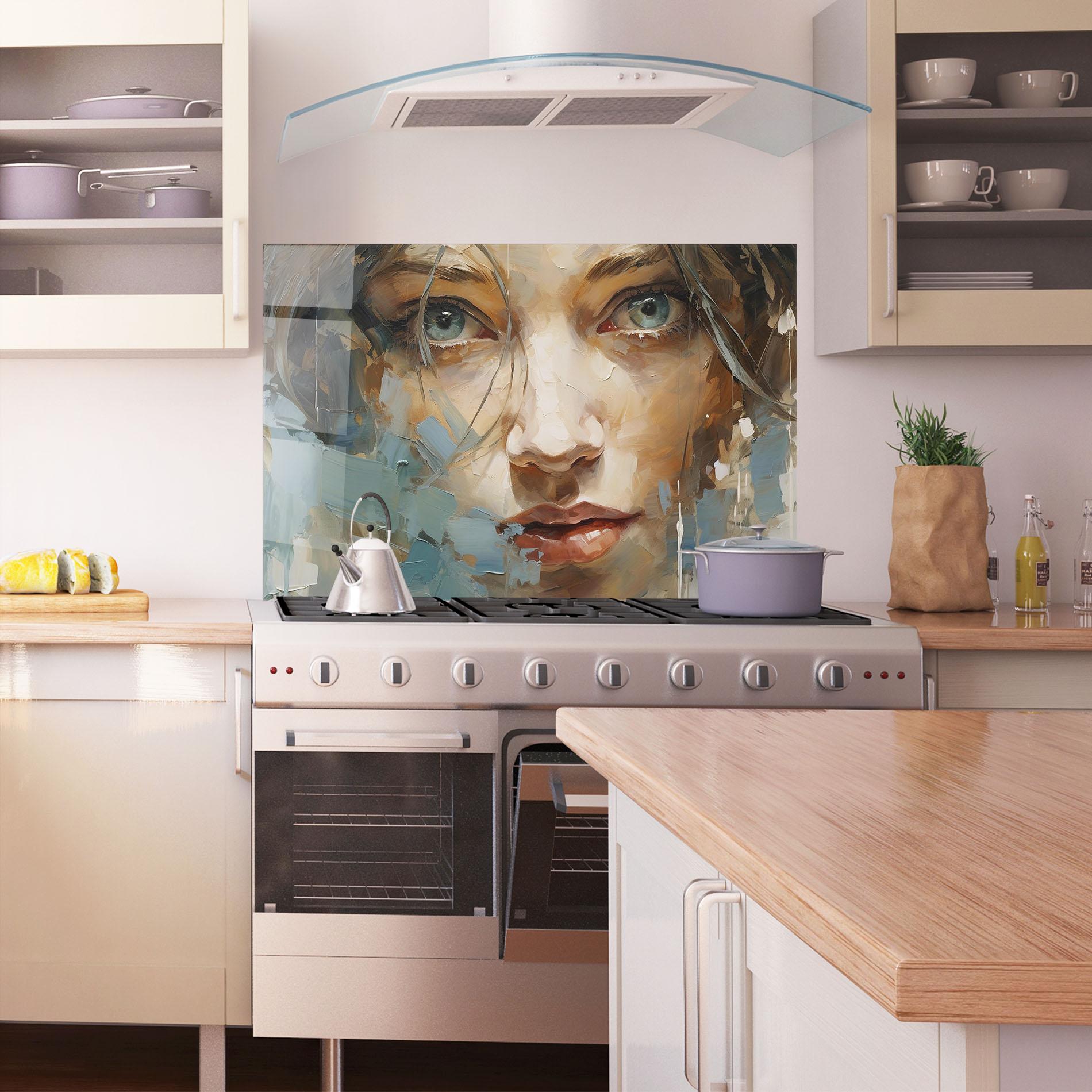 Panou Sticla Bucatarie Expressive Portrait mockup 1