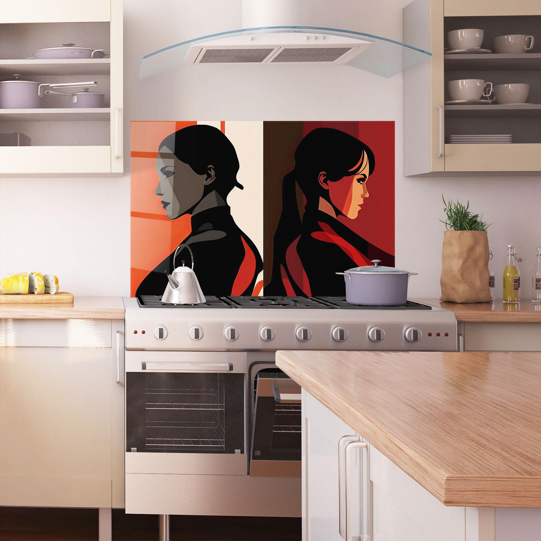 Panou Sticla Bucatarie Graphical Portrait mockup 1