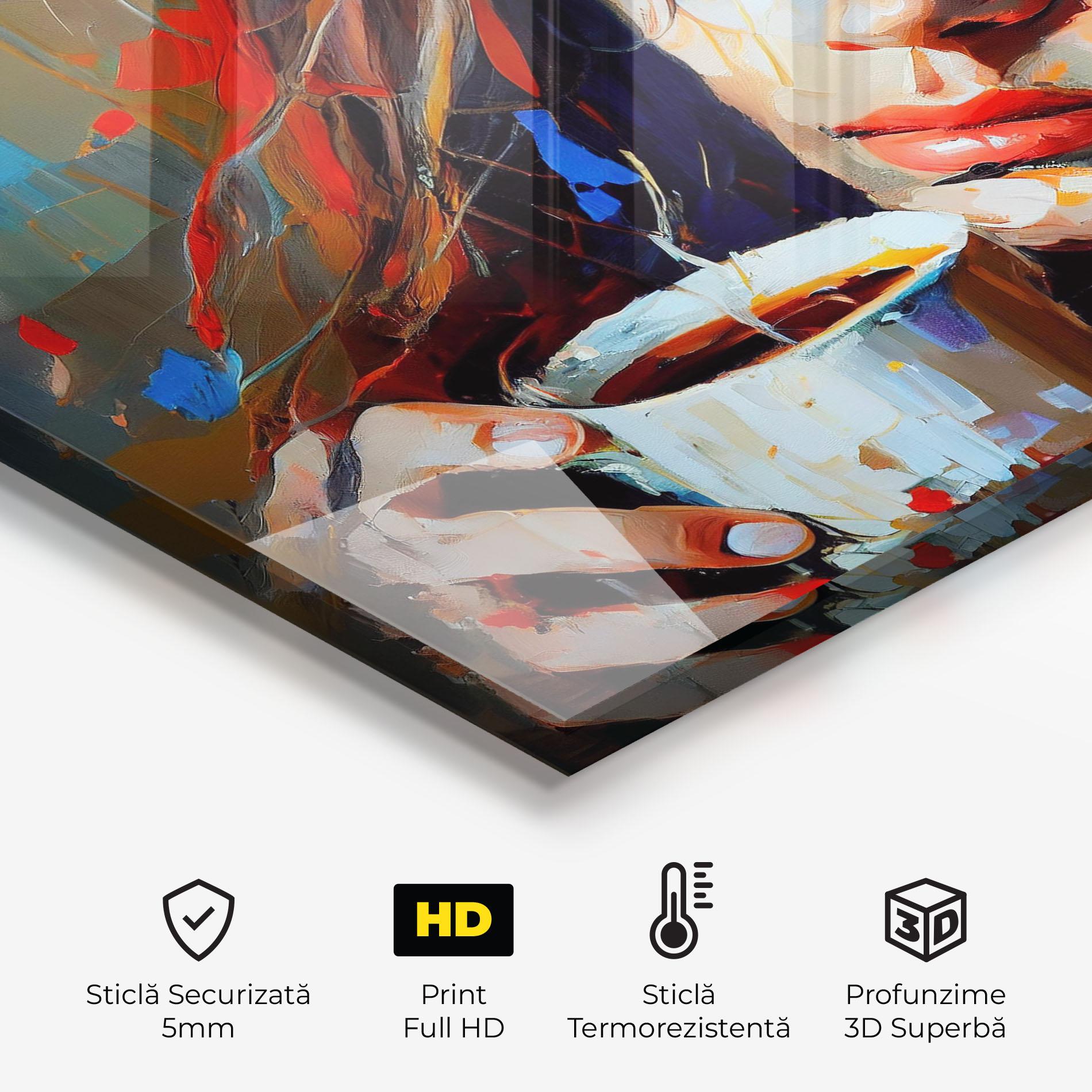 Panou Sticla Bucatarie Abstract Woman Coffee mockup 2