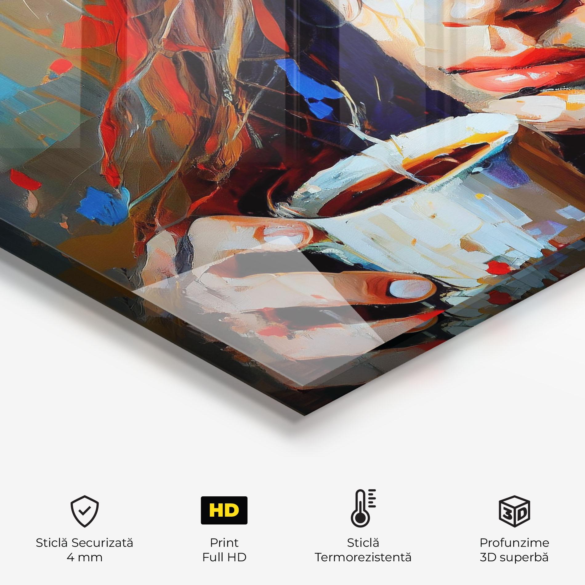 Panou Sticla Bucatarie Abstract Woman Coffee mockup 2