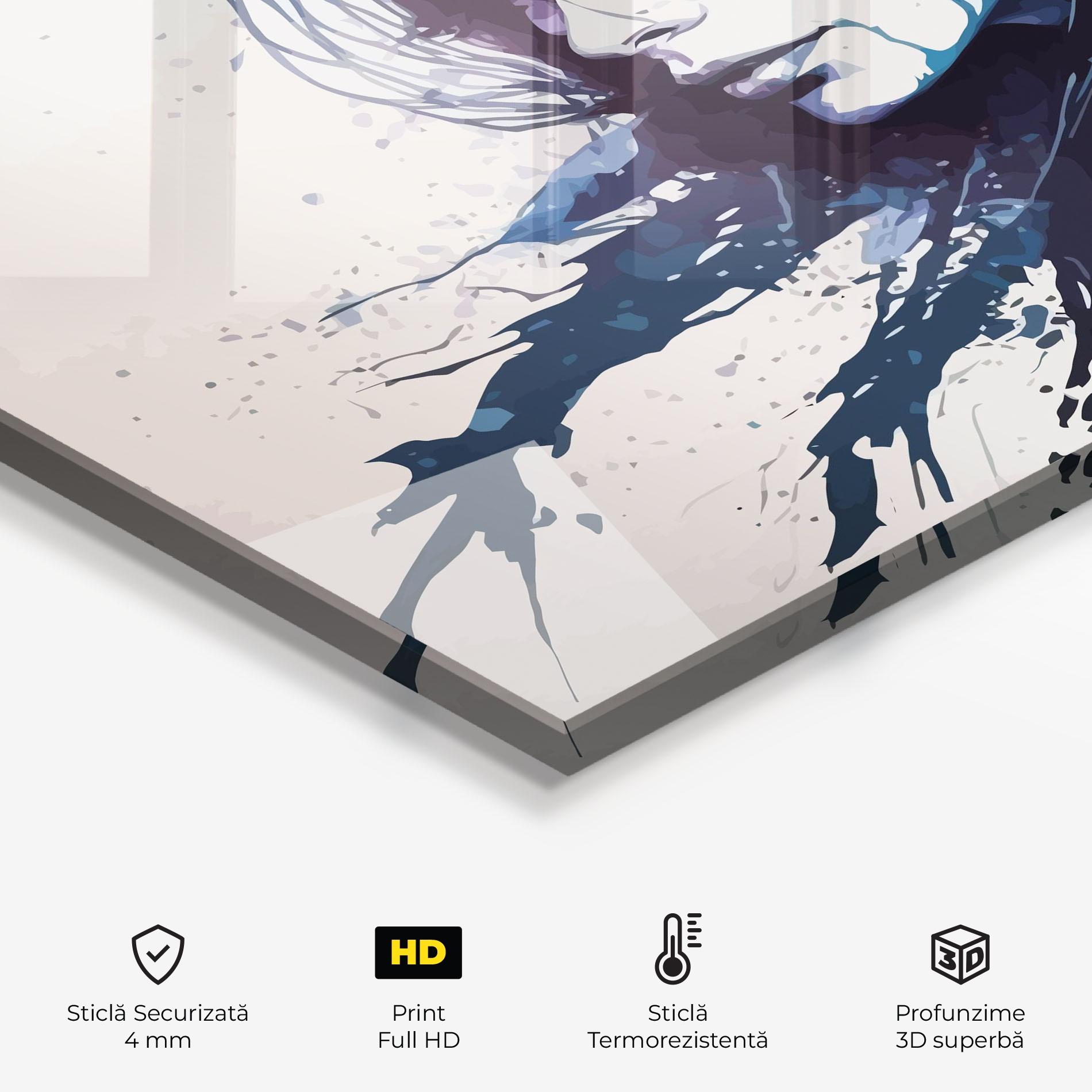 Panou Sticla Bucatarie Blue Hair Portrait mockup 2