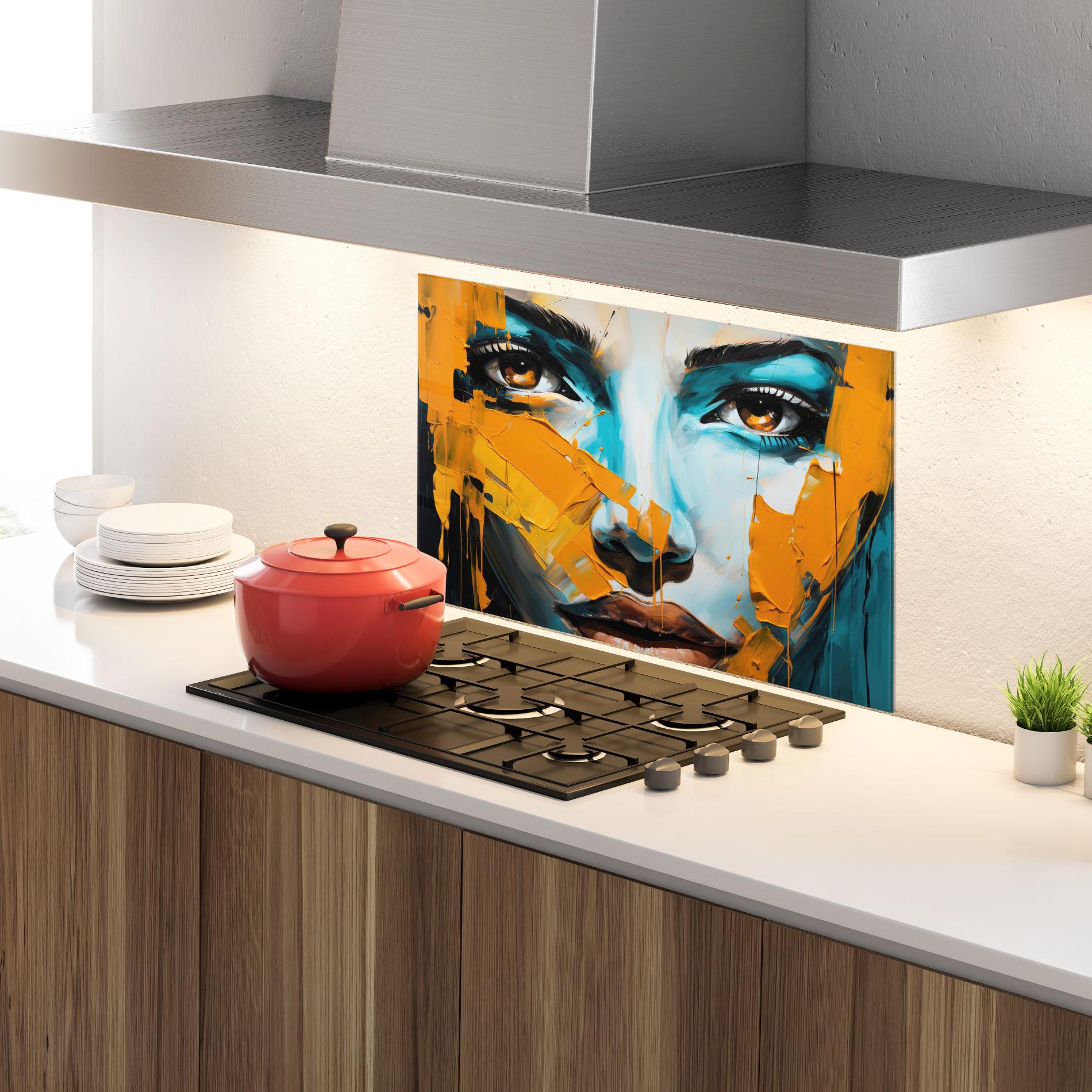 Panou Sticla Bucatarie Orange Paint Portrait mockup 4