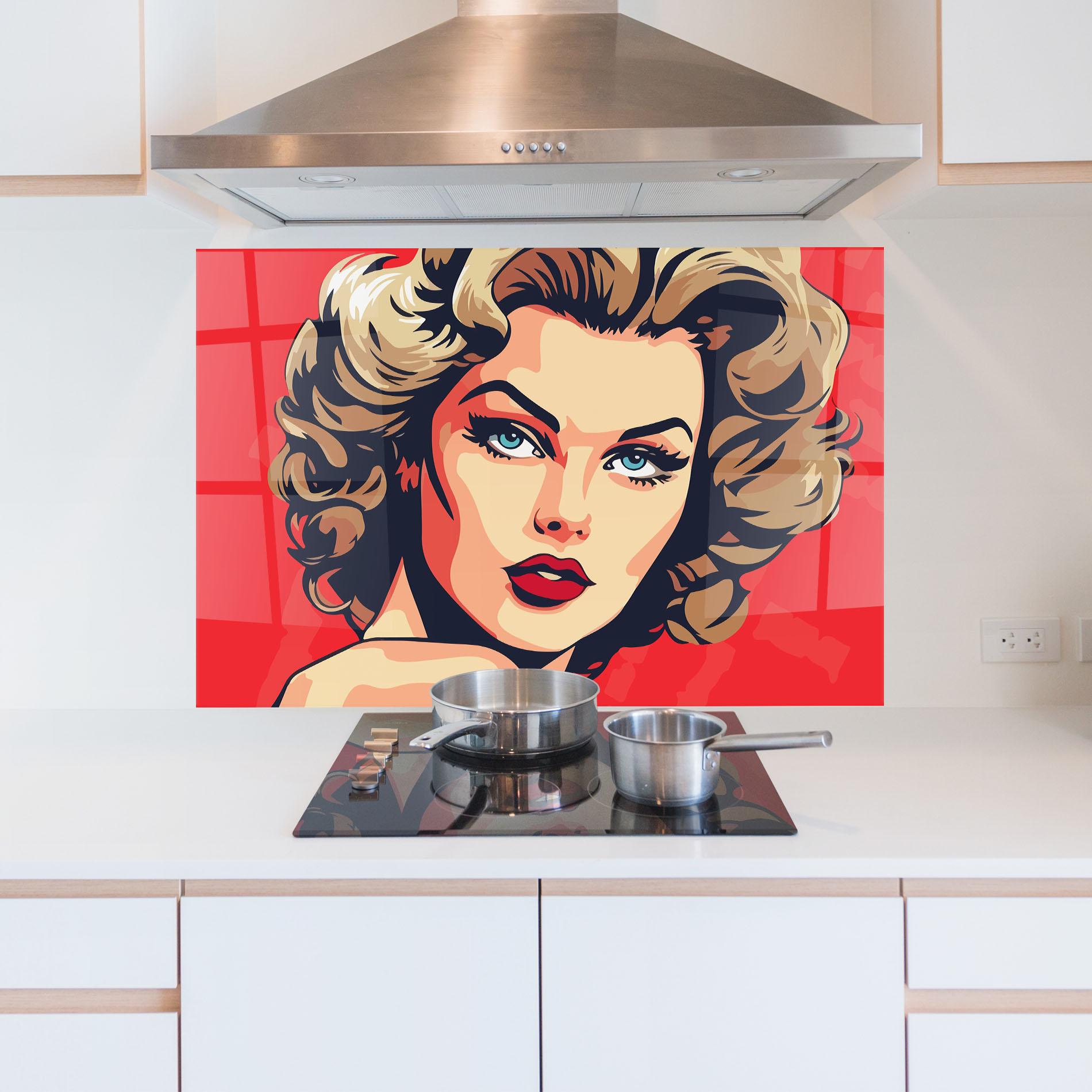 Panou Sticla Bucatarie Blue Eyes Portrait mockup 5