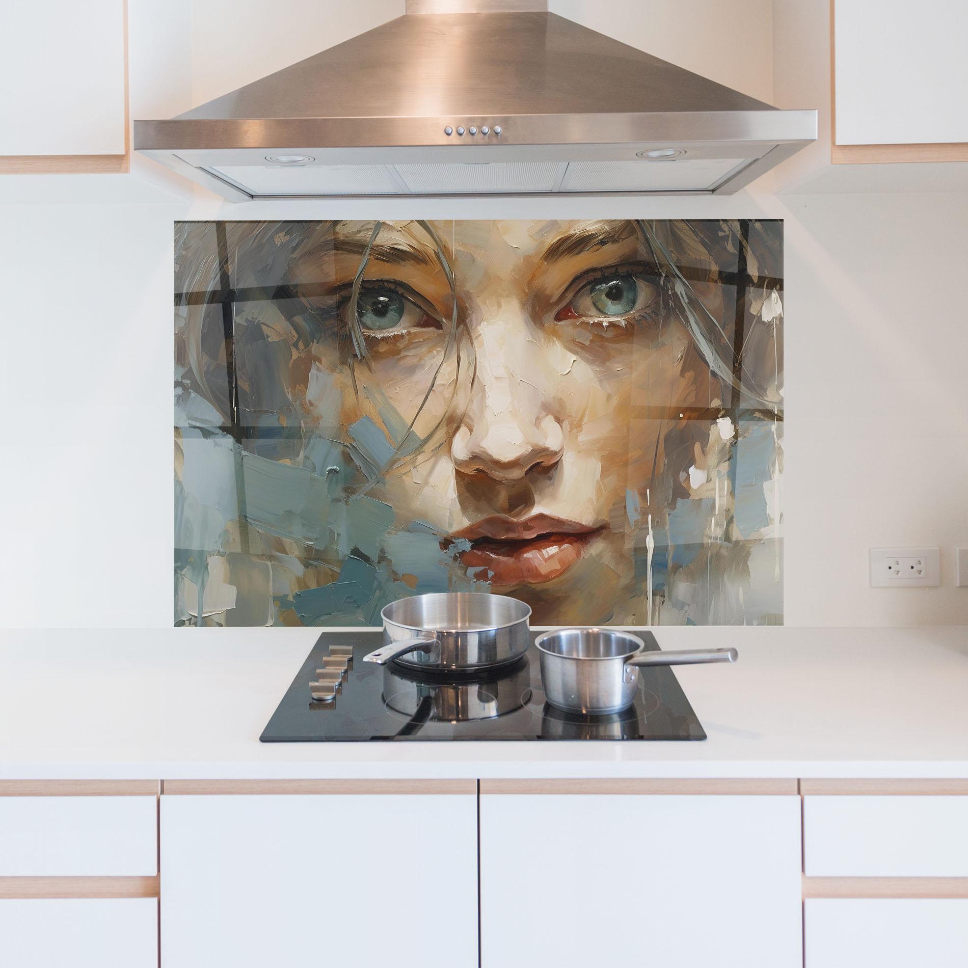 Panou Sticla Bucatarie Expressive Portrait mockup 5