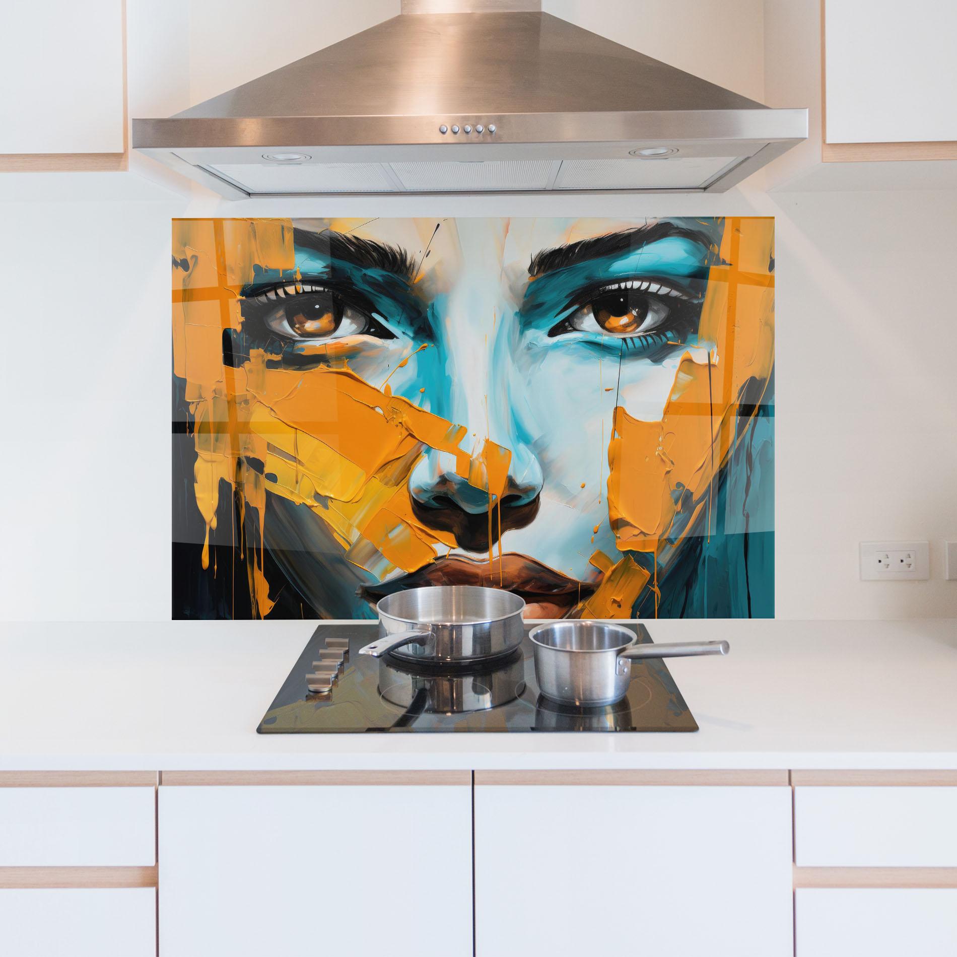 Panou Sticla Bucatarie Orange Paint Portrait mockup 5