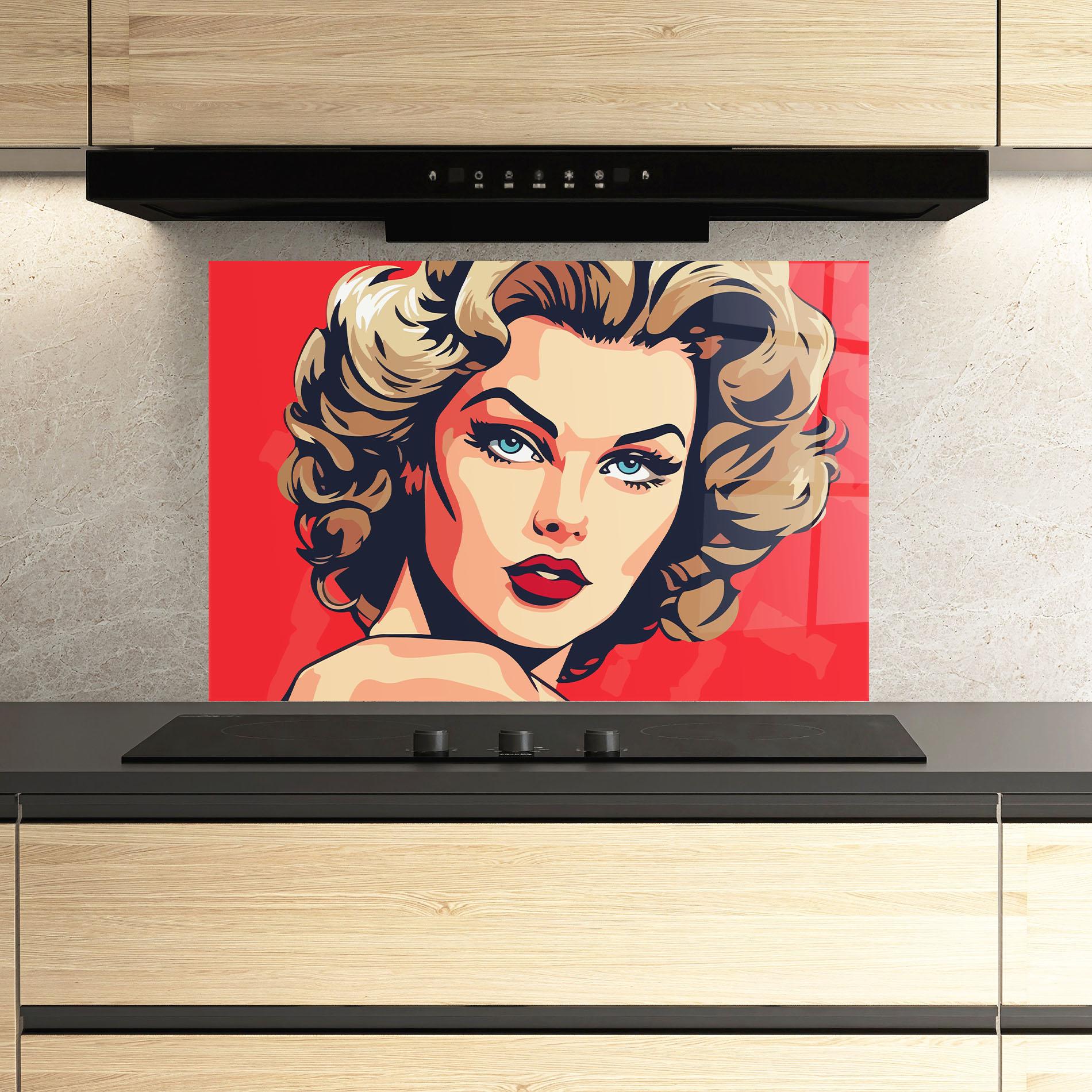 Panou Sticla Bucatarie Blue Eyes Portrait mockup 3