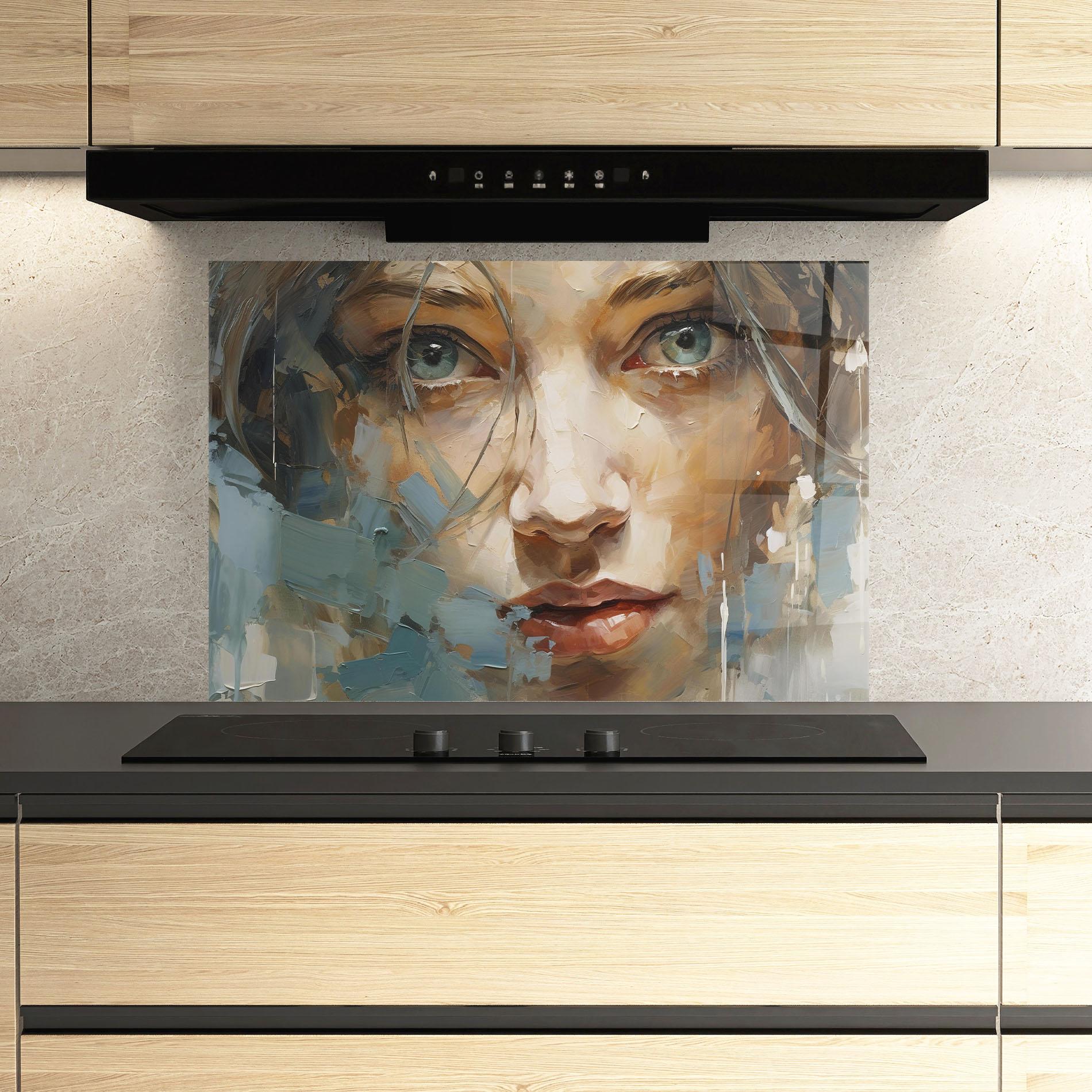 Panou Sticla Bucatarie Expressive Portrait mockup 3