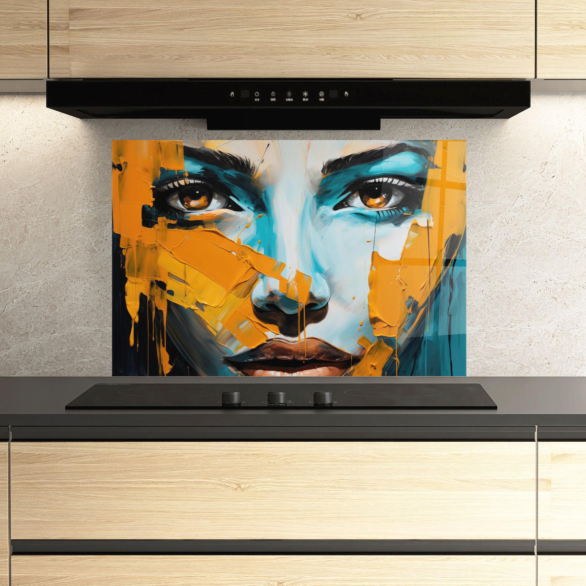 Panou Sticla Bucatarie Orange Paint Portrait mockup 3