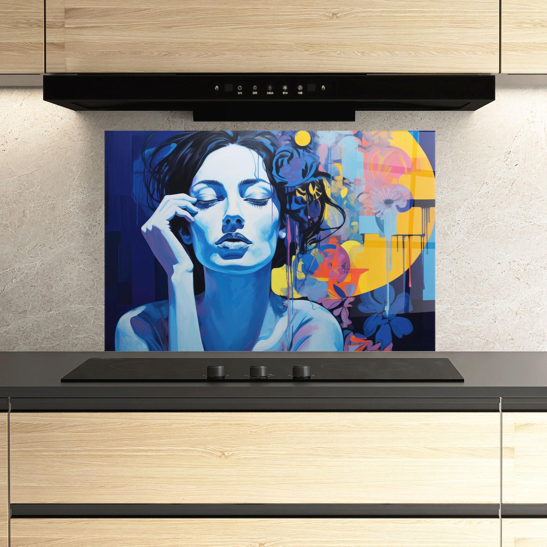 Panou Sticla Bucatarie Photographic Blue Image mockup 3