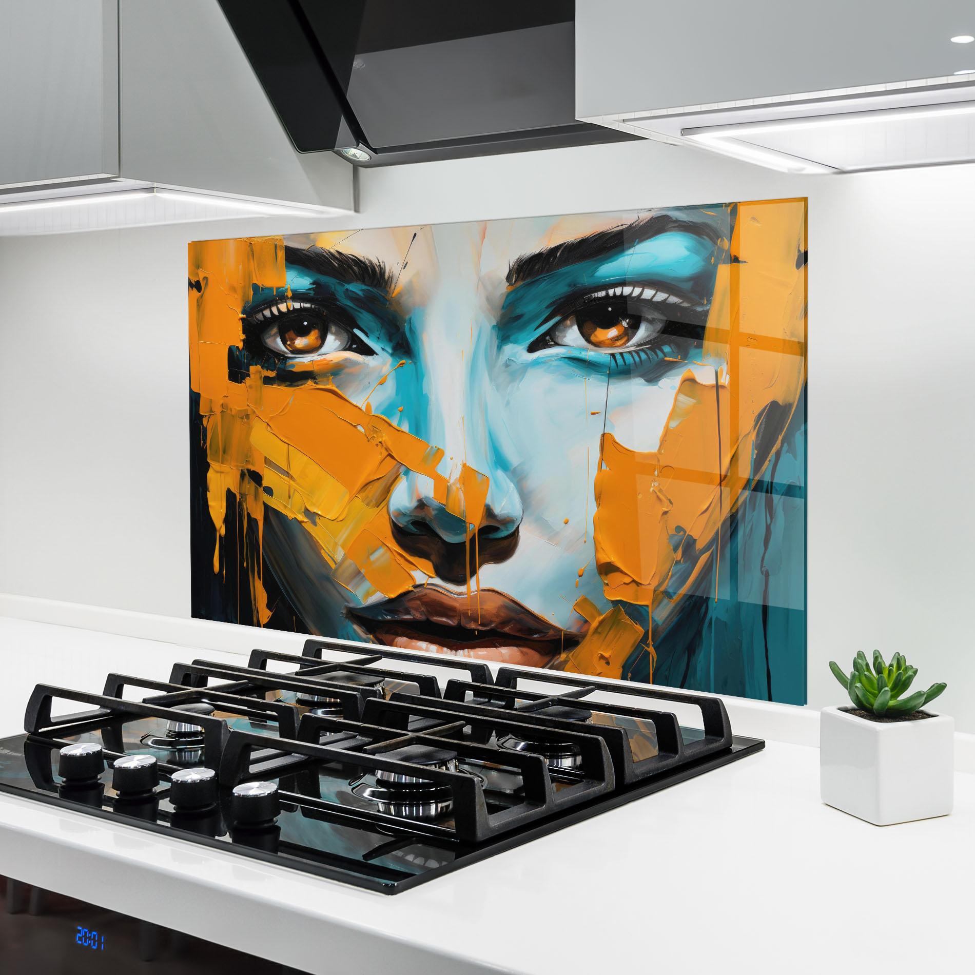 Panou Sticla Bucatarie Orange Paint Portrait mockup 6