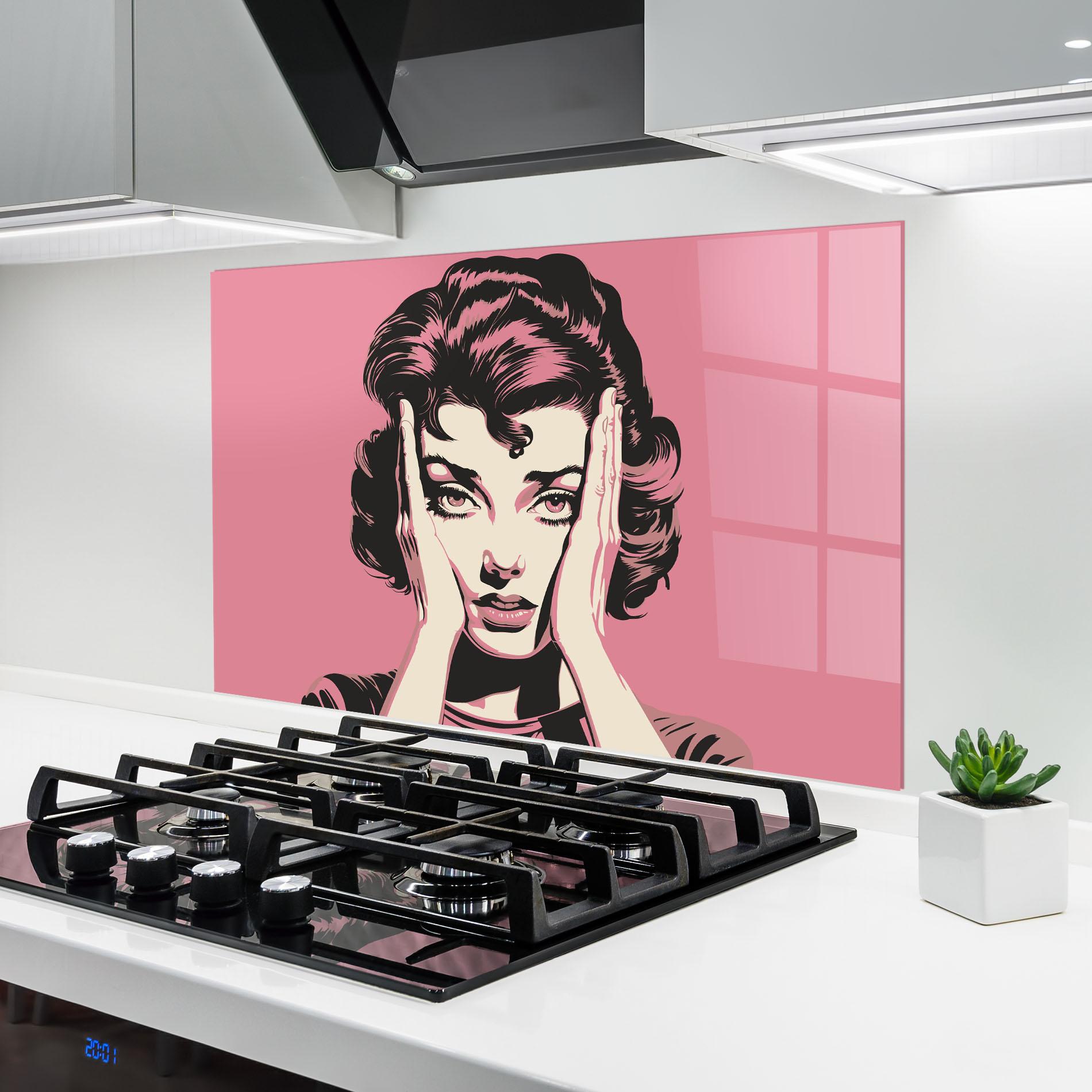 Panou Sticla Bucatarie Pink Light Portrait mockup 6