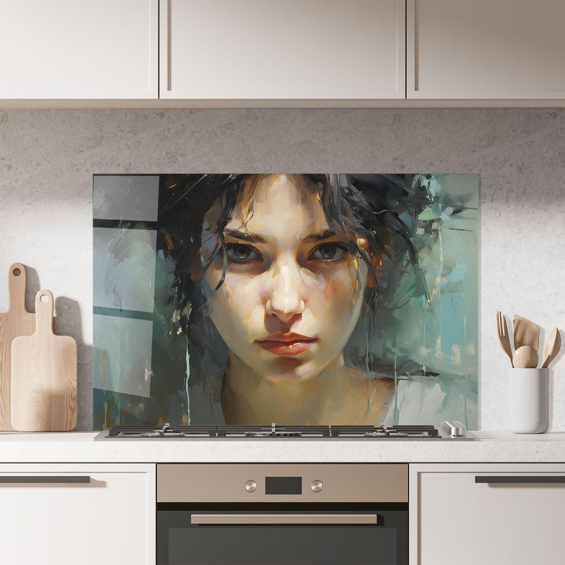 Panou Sticla Bucatarie Intense Portrait mockup 7