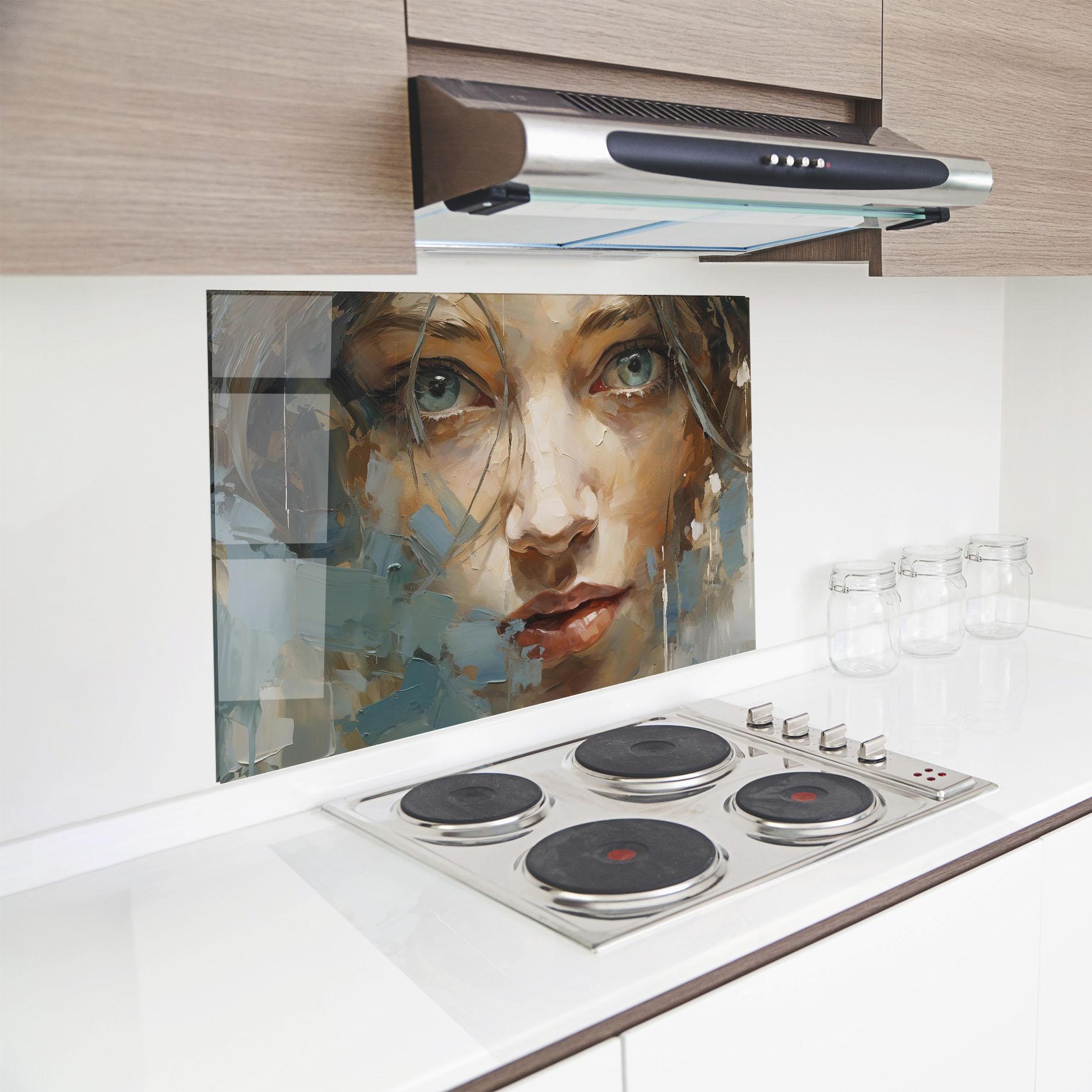 Panou Sticla Bucatarie Expressive Portrait mockup 8