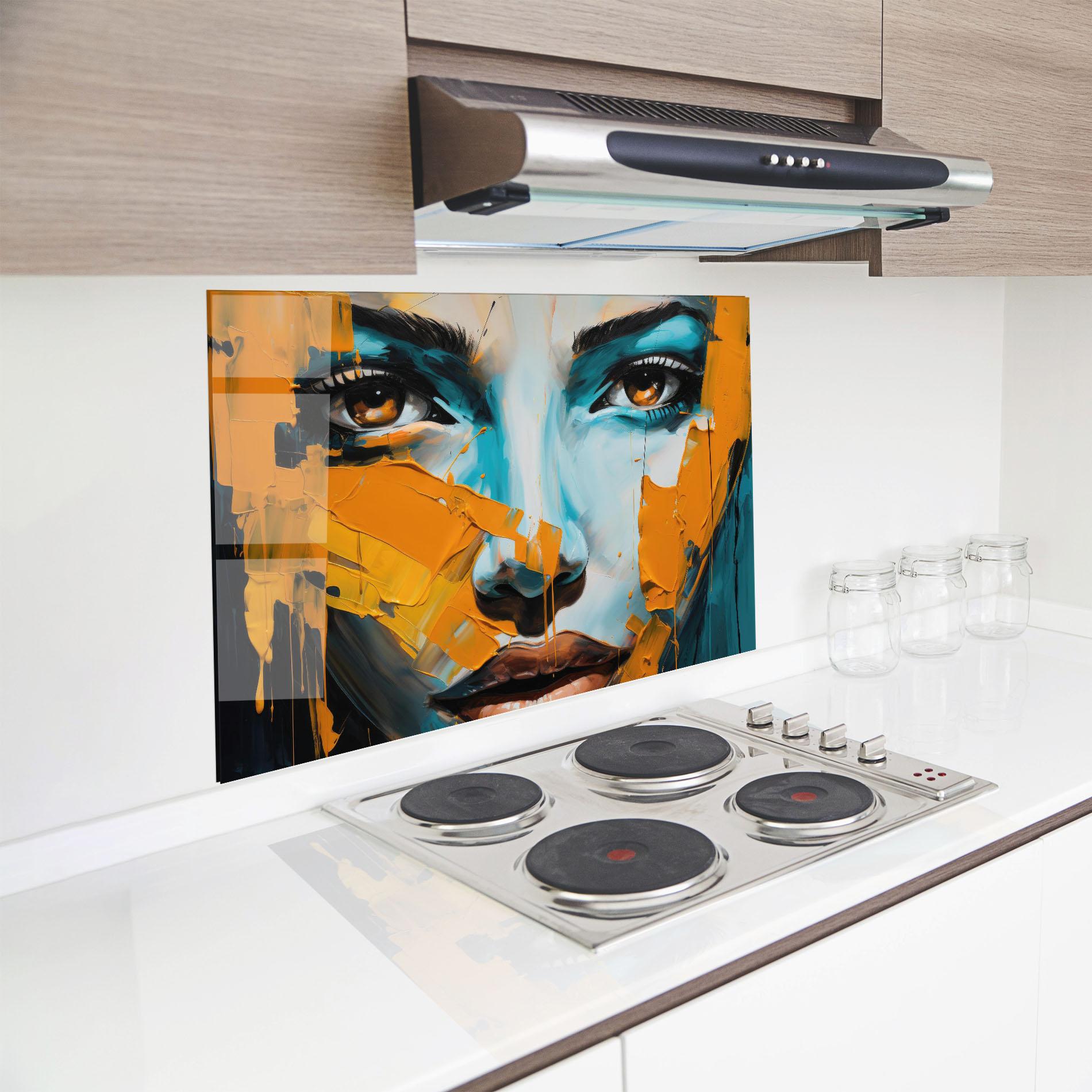 Panou Sticla Bucatarie Orange Paint Portrait mockup 8