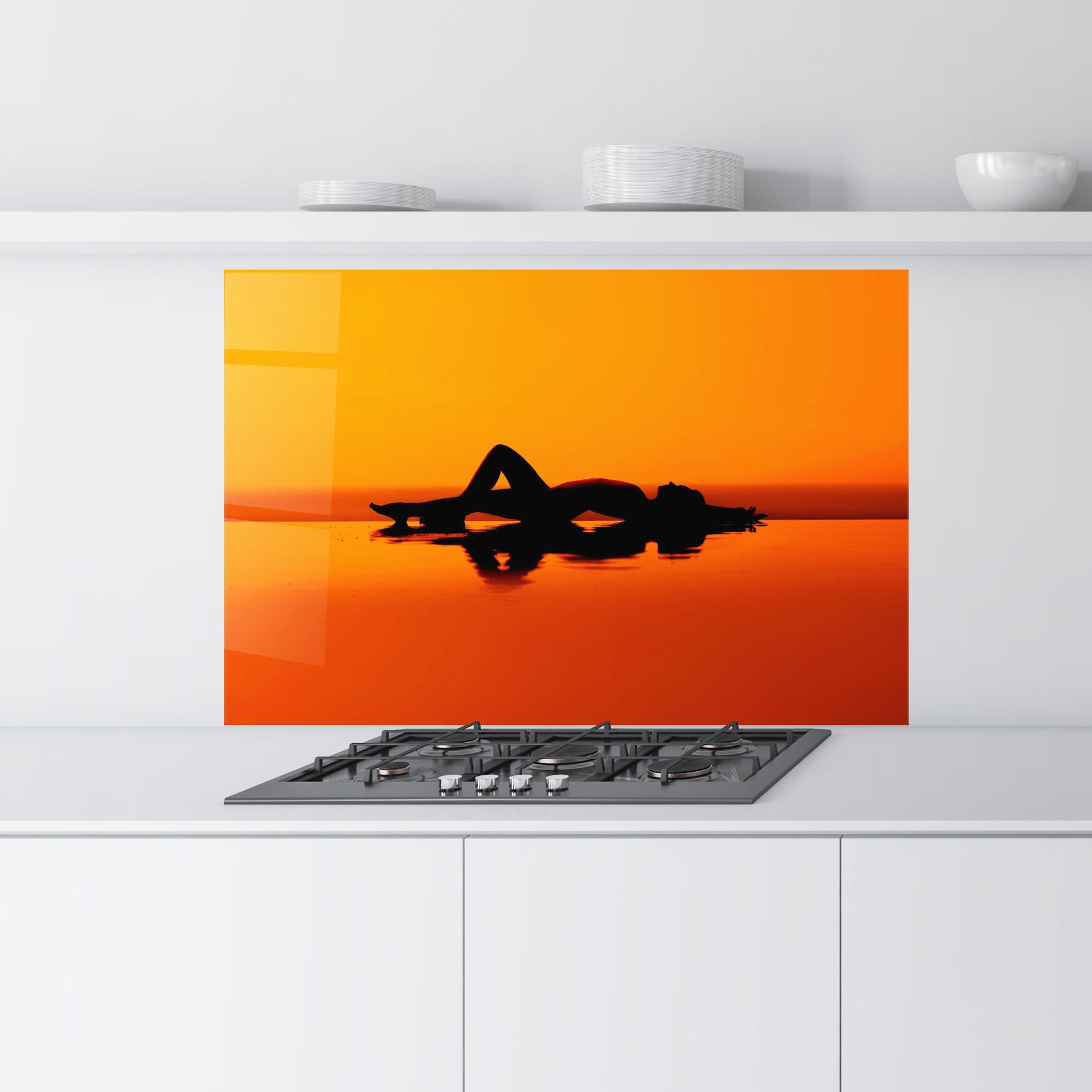 Panou Sticla Bucatarie Pool Sunset mockup 9