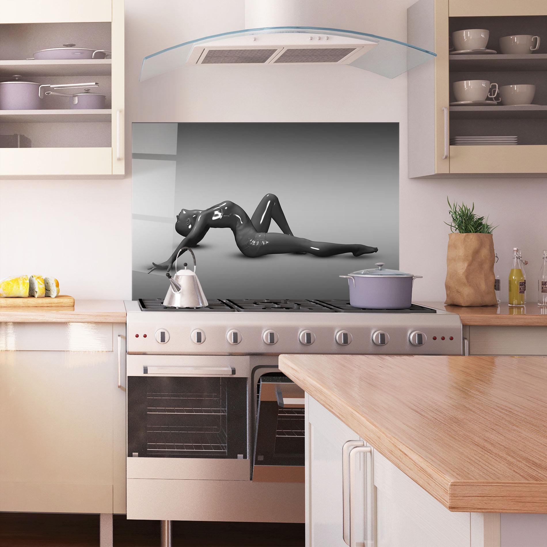 Panou Sticla Bucatarie 3d Black Female mockup 1