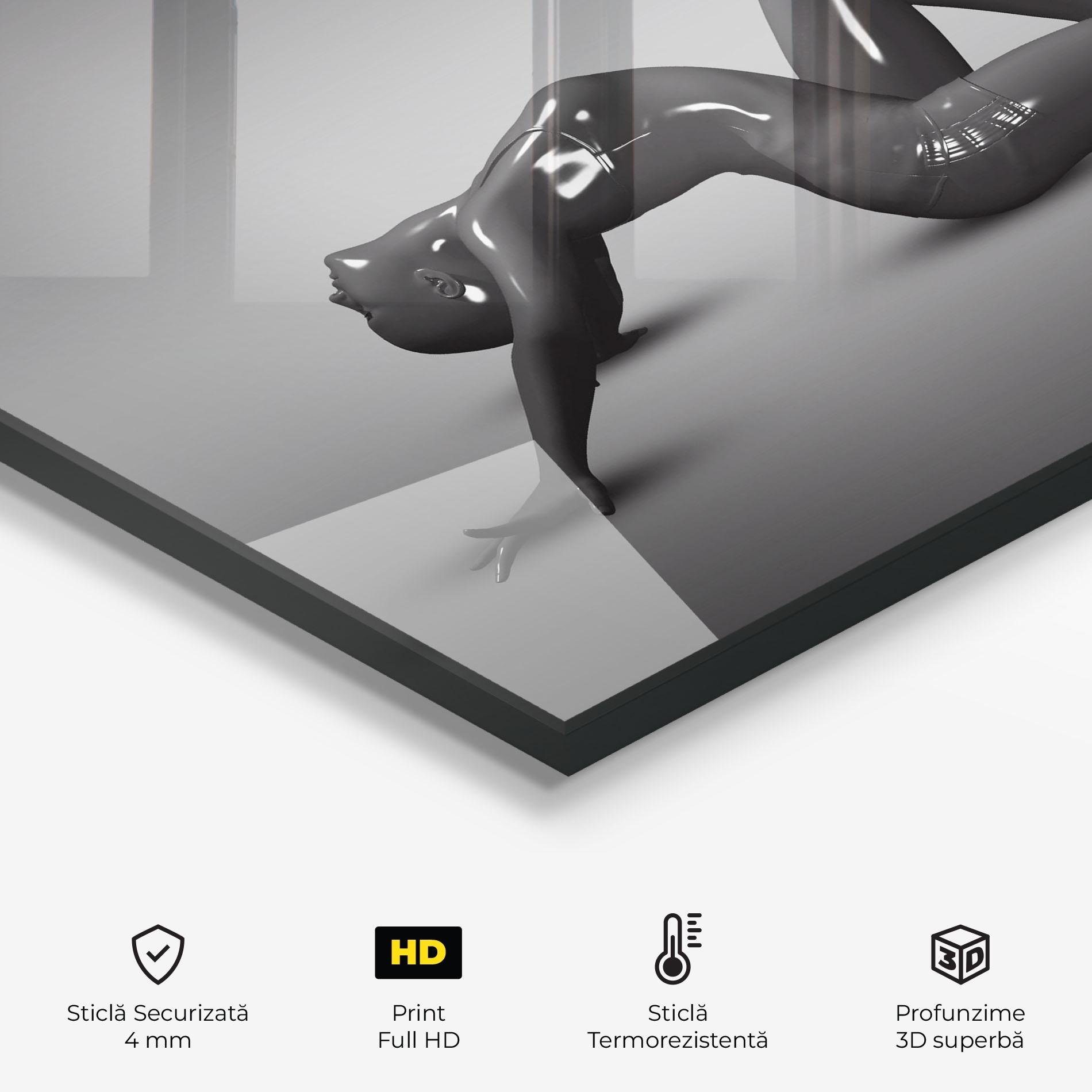 Panou Sticla Bucatarie 3d Black Female mockup 2