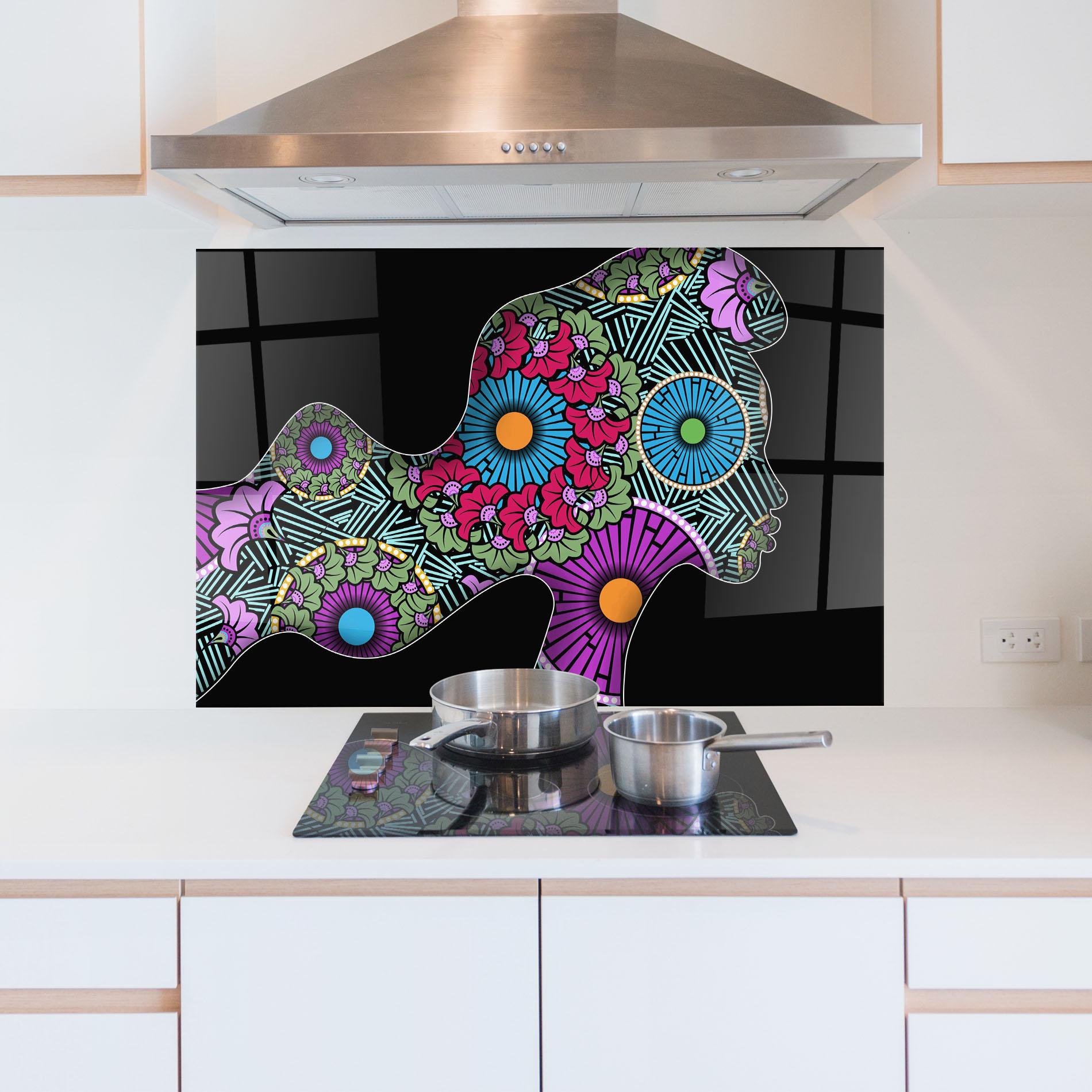 Panou Sticla Bucatarie Colorful Shilouette mockup 5