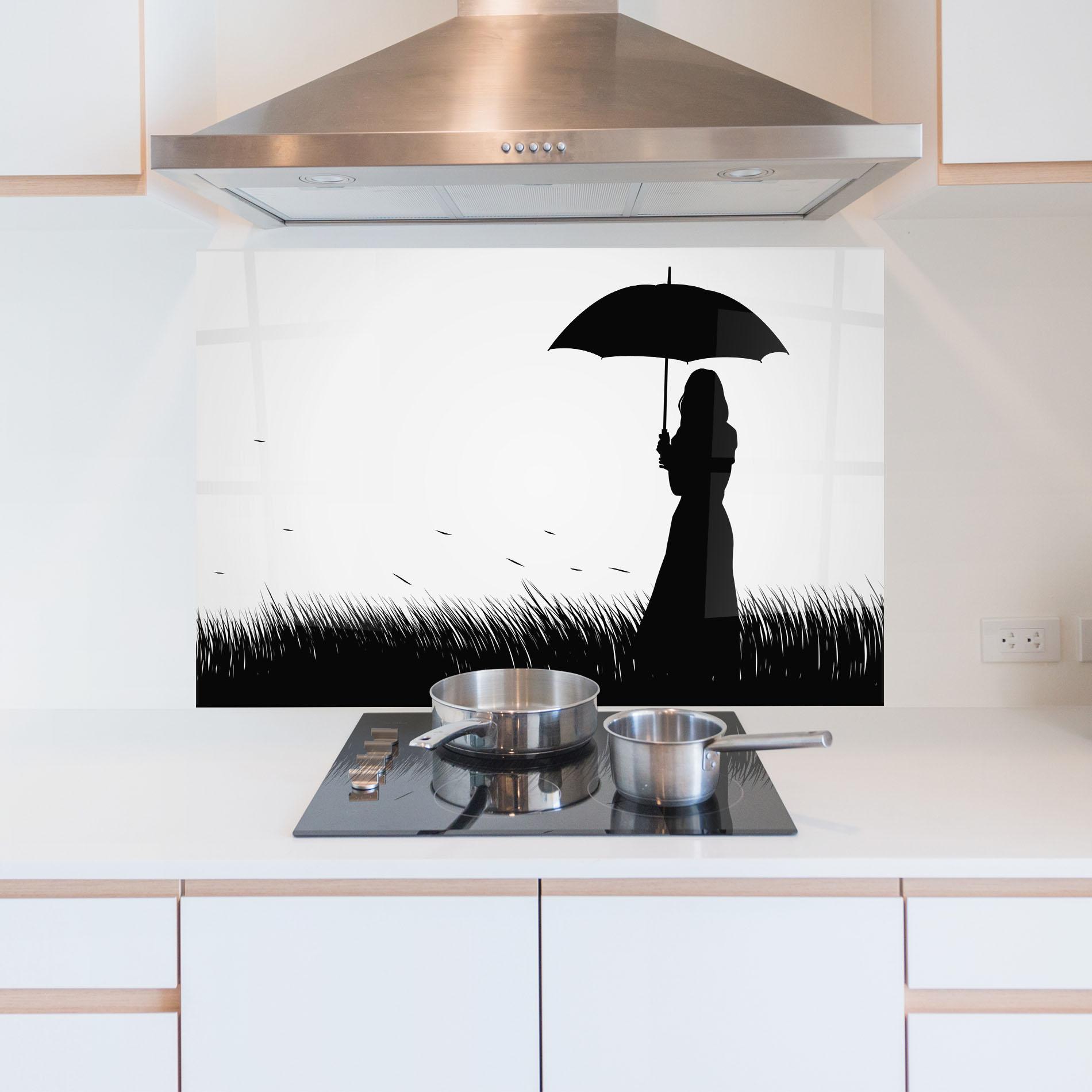 Panou Sticla Bucatarie Umbrella Girl mockup 5