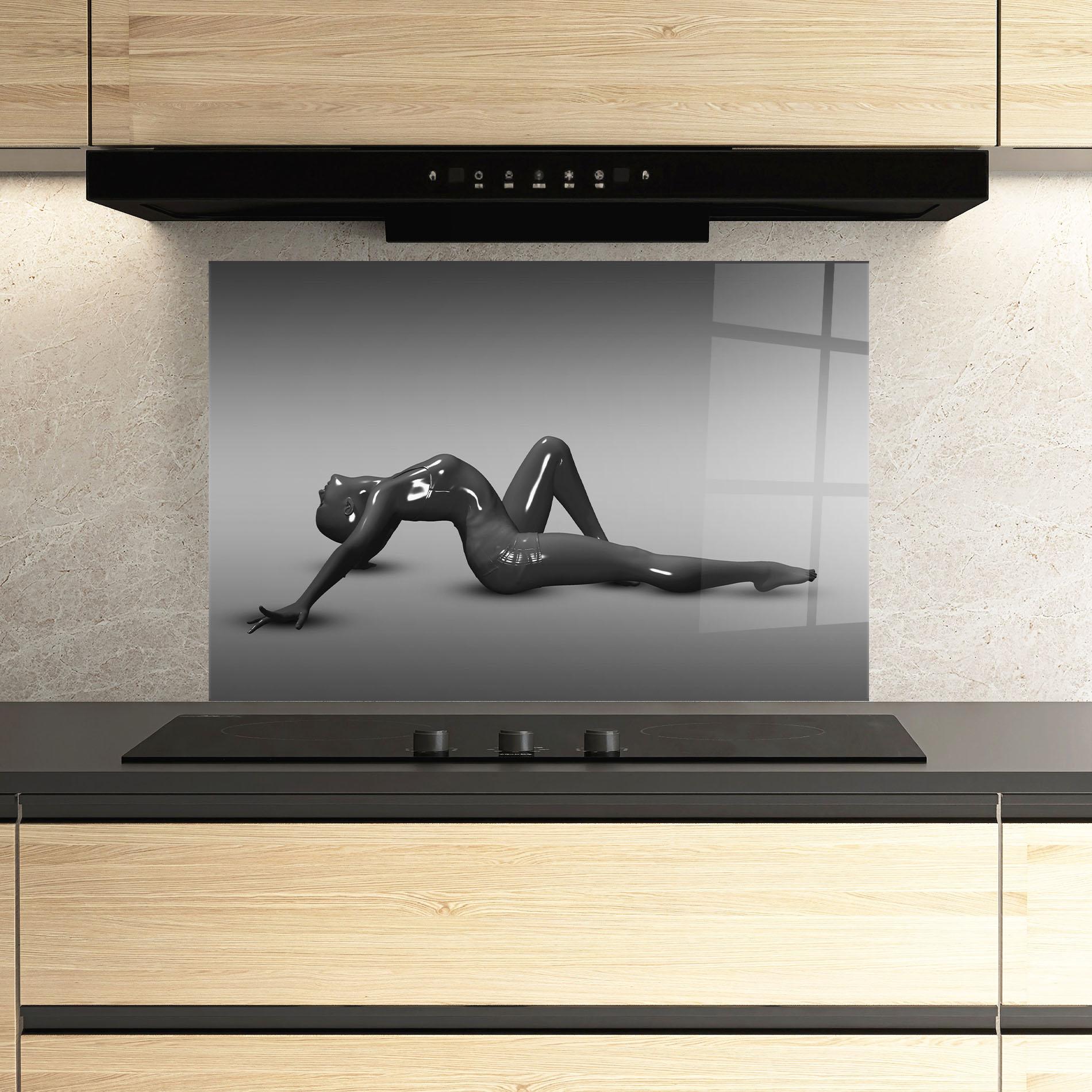 Panou Sticla Bucatarie 3d Black Female mockup 3