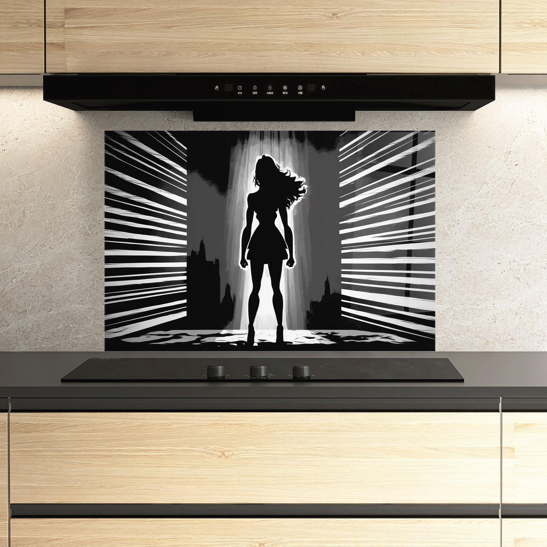Panou Sticla Bucatarie Dark Girl Power mockup 3