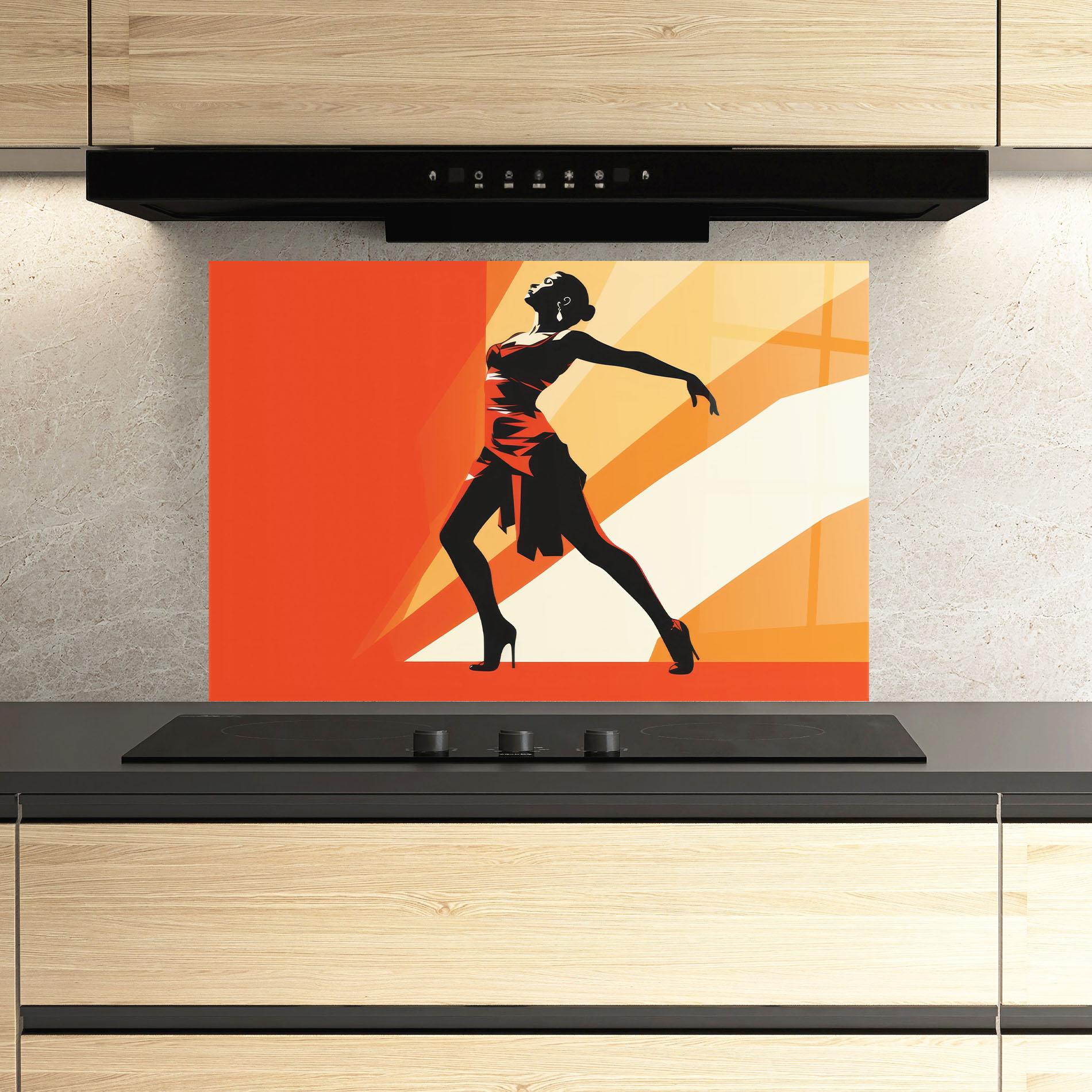 Panou Sticla Bucatarie Red Dress Shilouette mockup 3