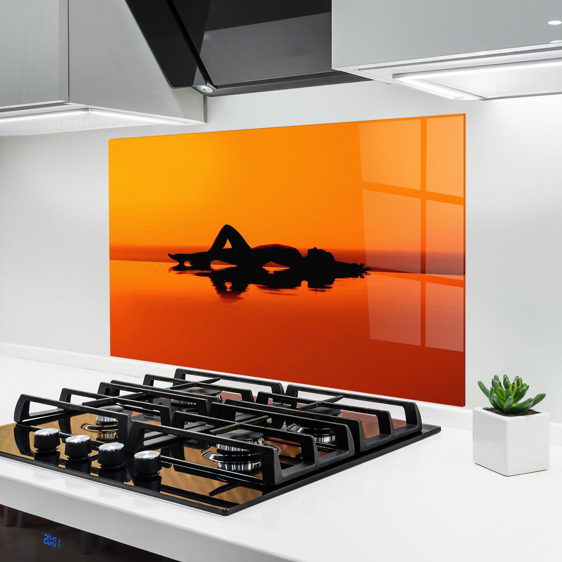 Panou Sticla Bucatarie Pool Sunset mockup 6