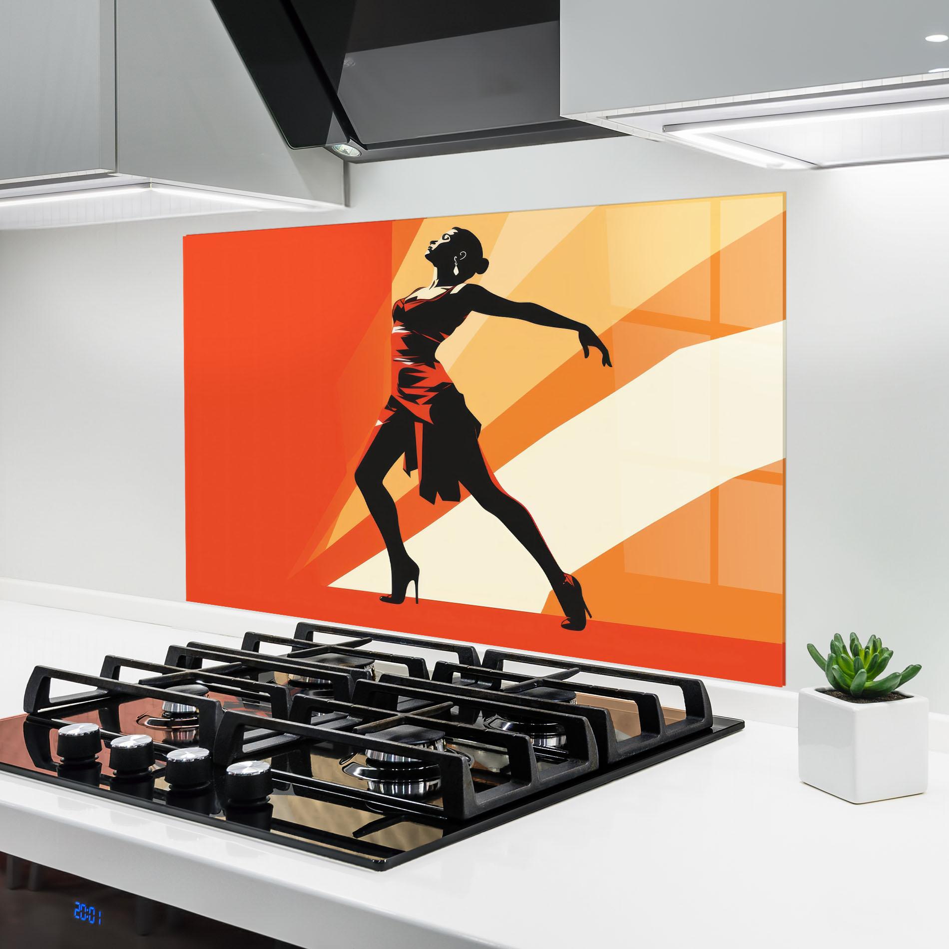 Panou Sticla Bucatarie Red Dress Shilouette mockup 6