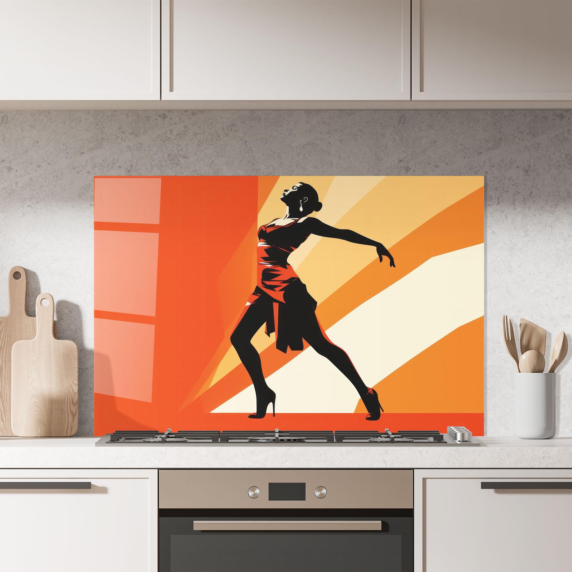 Panou Sticla Bucatarie Red Dress Shilouette mockup 7