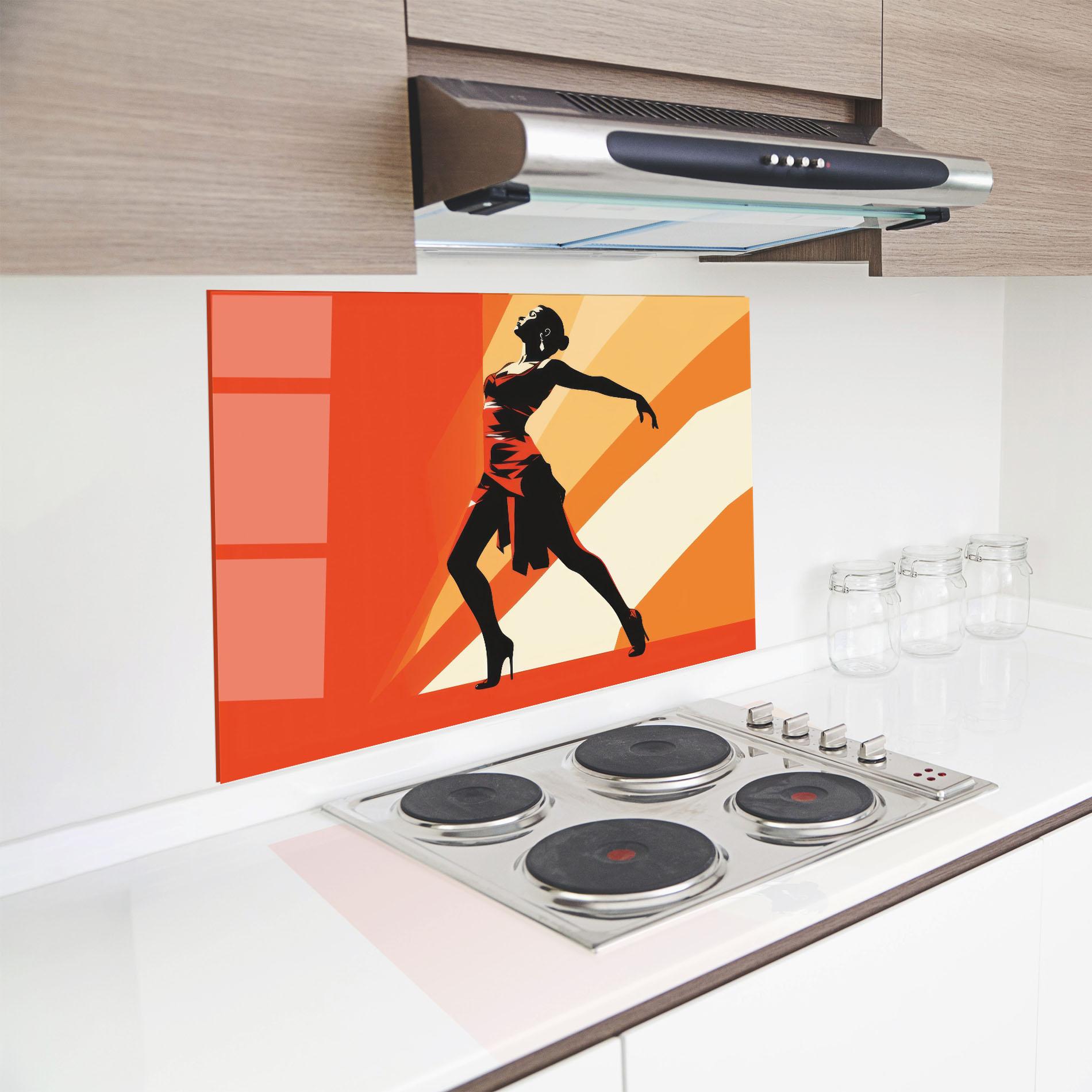 Panou Sticla Bucatarie Red Dress Shilouette mockup 8