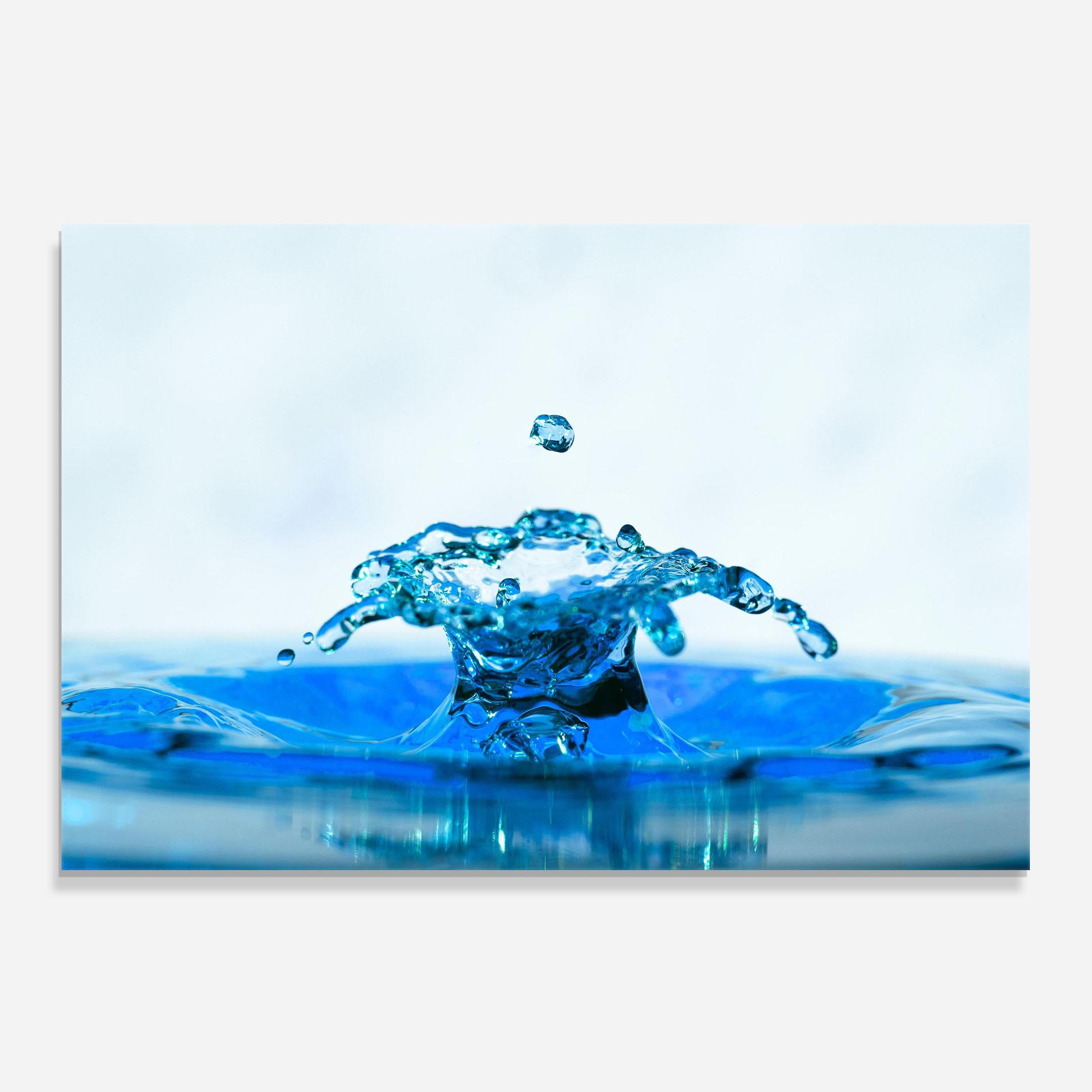 Panou Sticla Bucatarie Blue Water Splash mockup 0