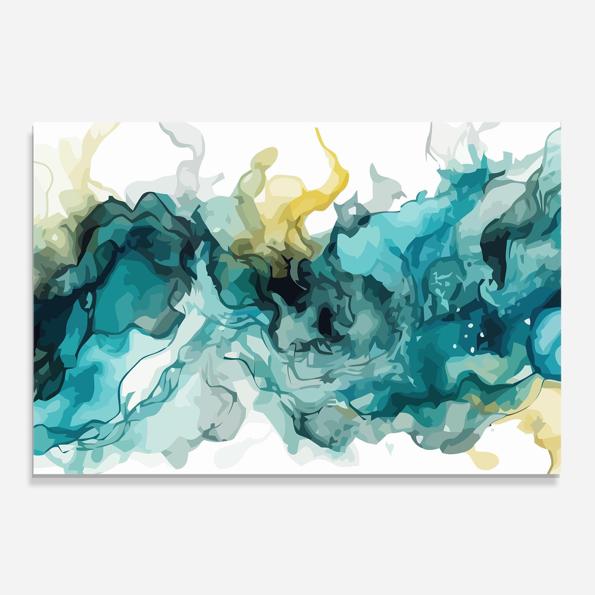 Panou Sticla Bucatarie Blue Yellow Art mockup 0