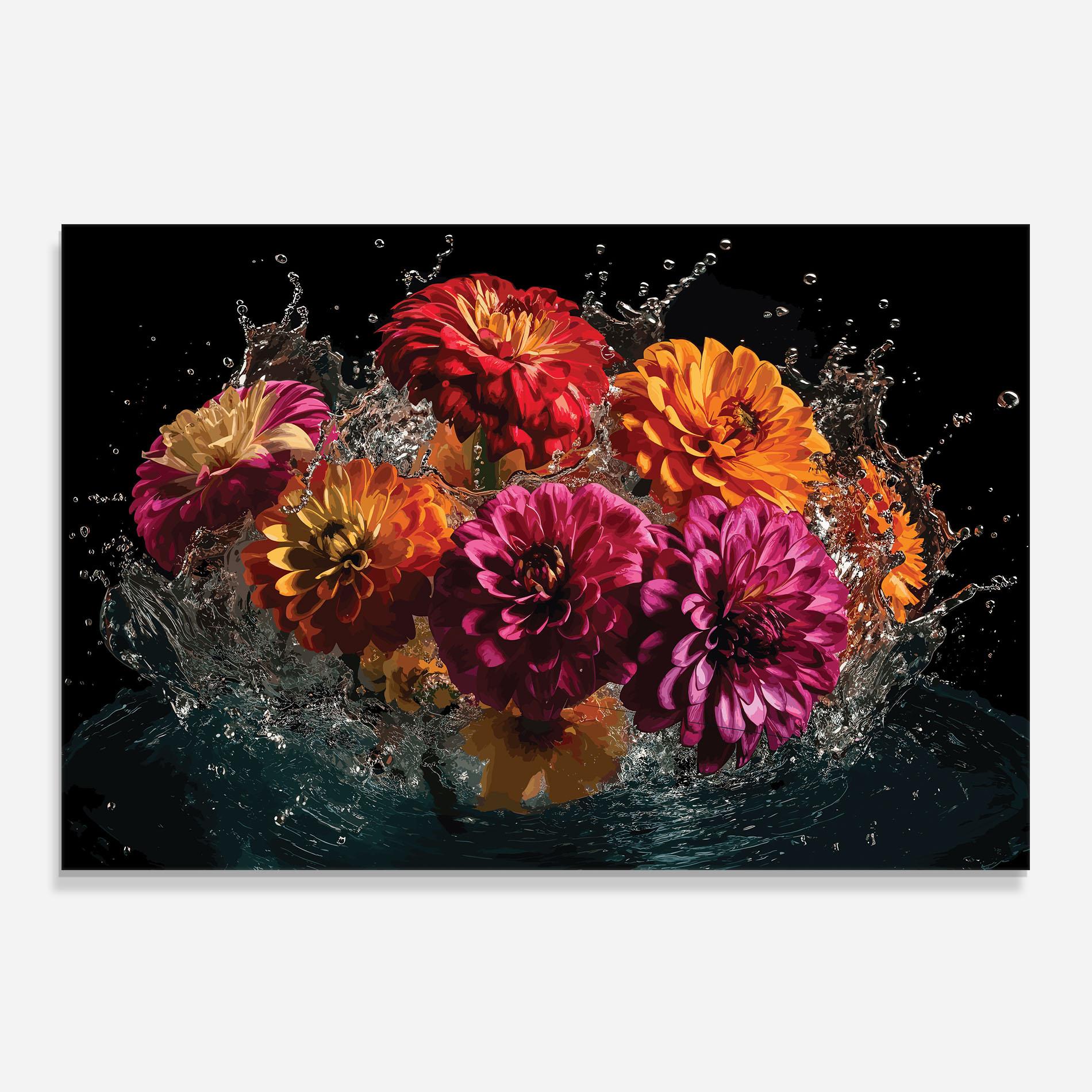 Panou Sticla Bucatarie Flower Water Splash mockup 0