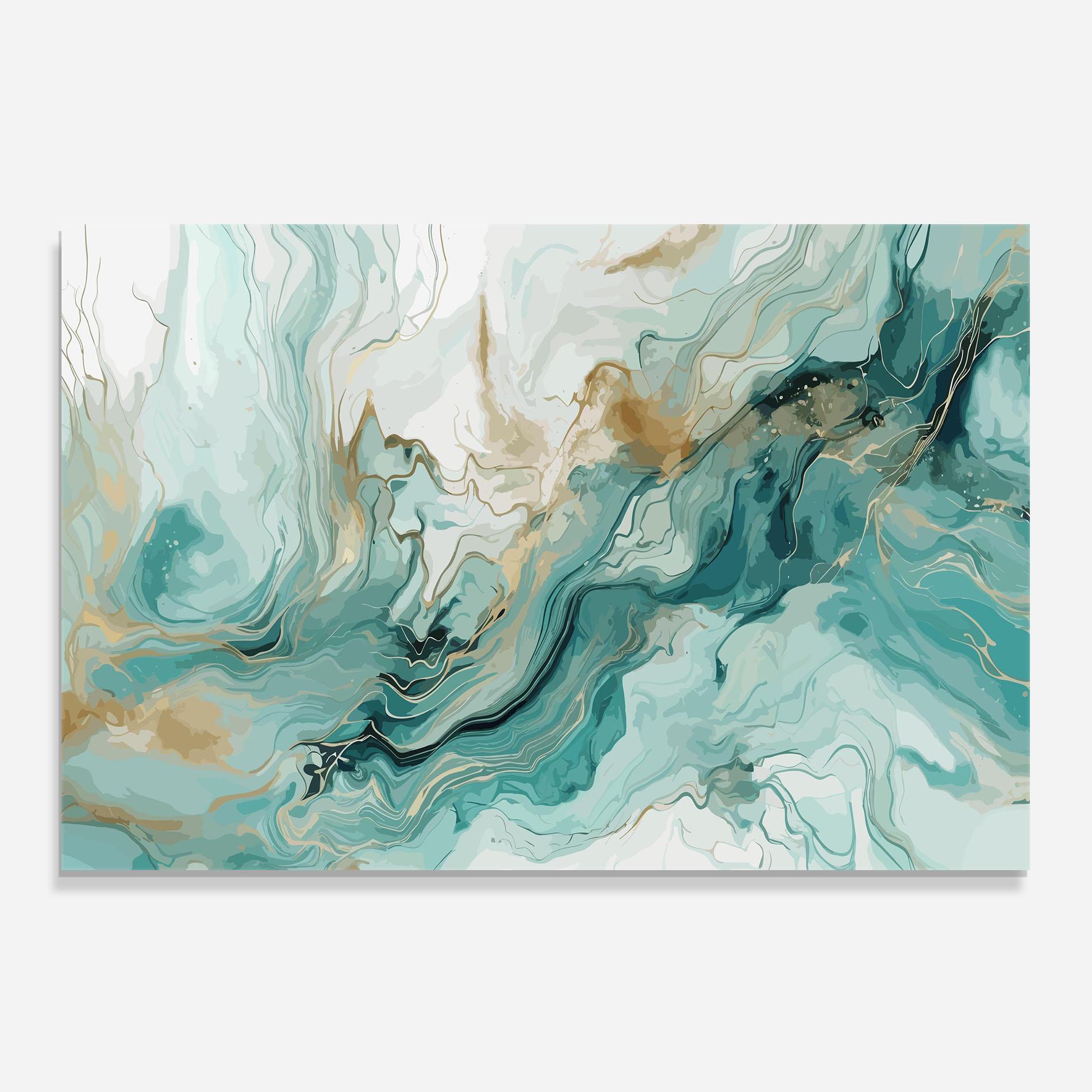 Panou Sticla Bucatarie Green Gold Water mockup 0