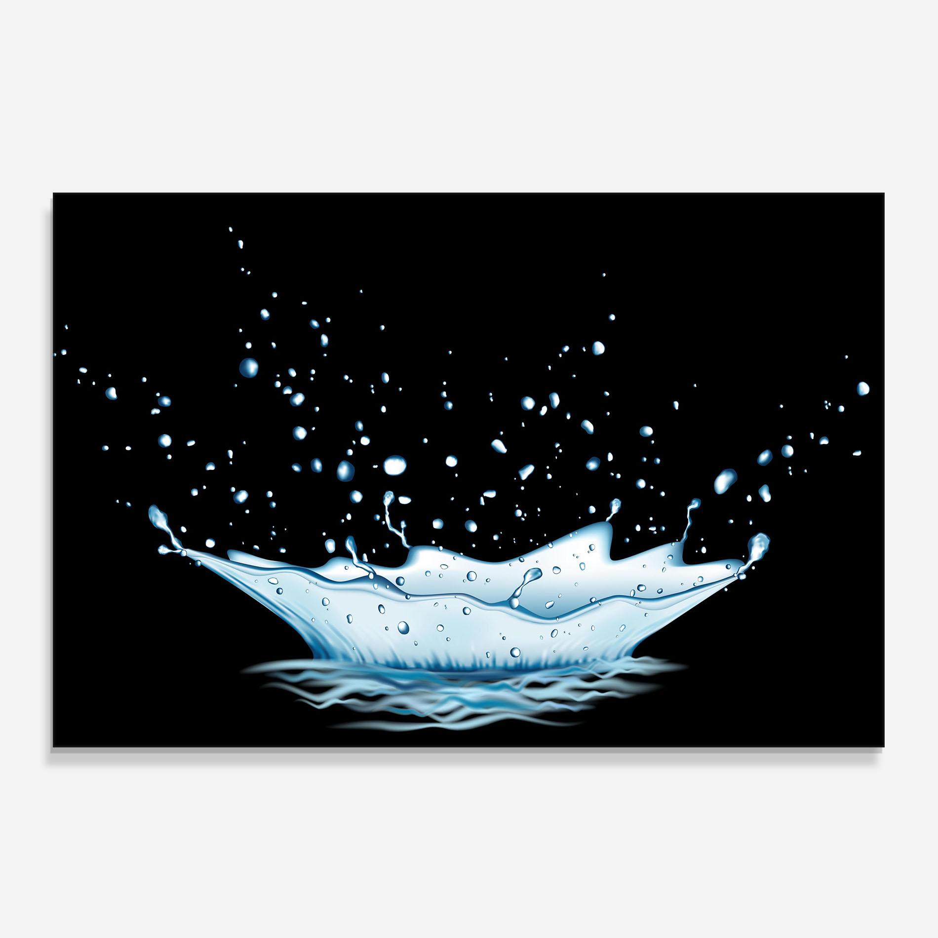 Panou Sticla Bucatarie Water Splash On Black mockup 0