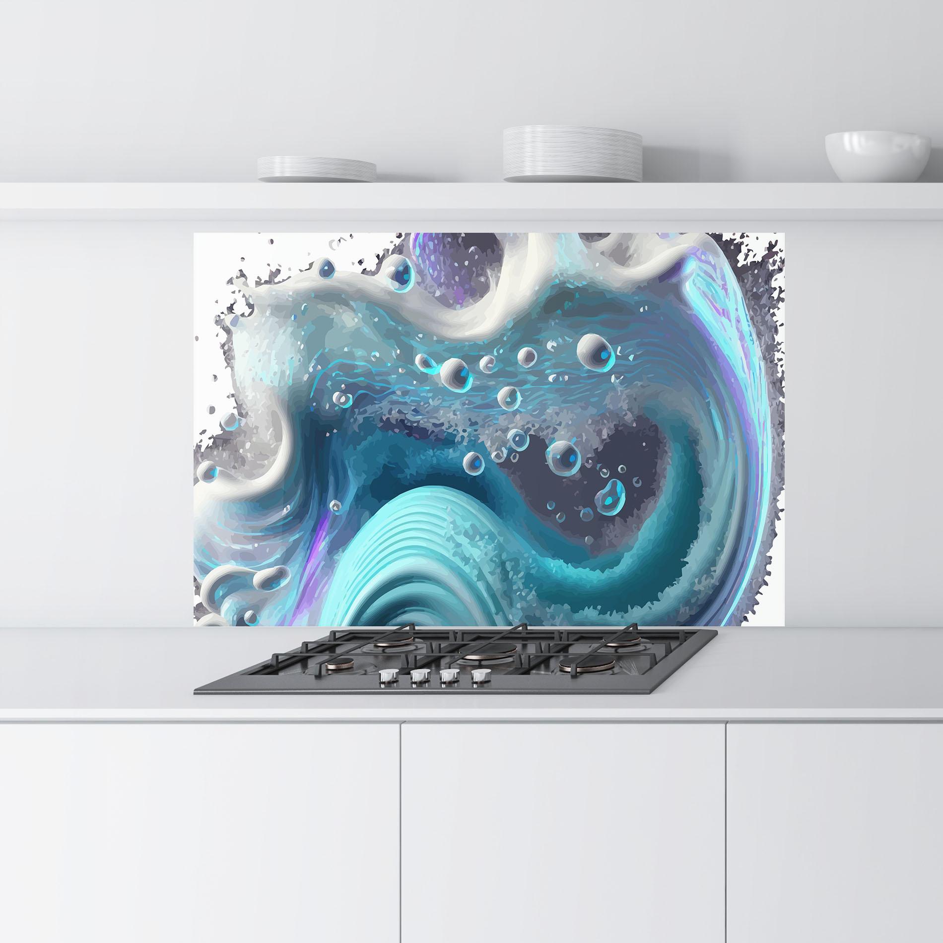 Panou Sticla Bucatarie Blue Purple Water mockup 9