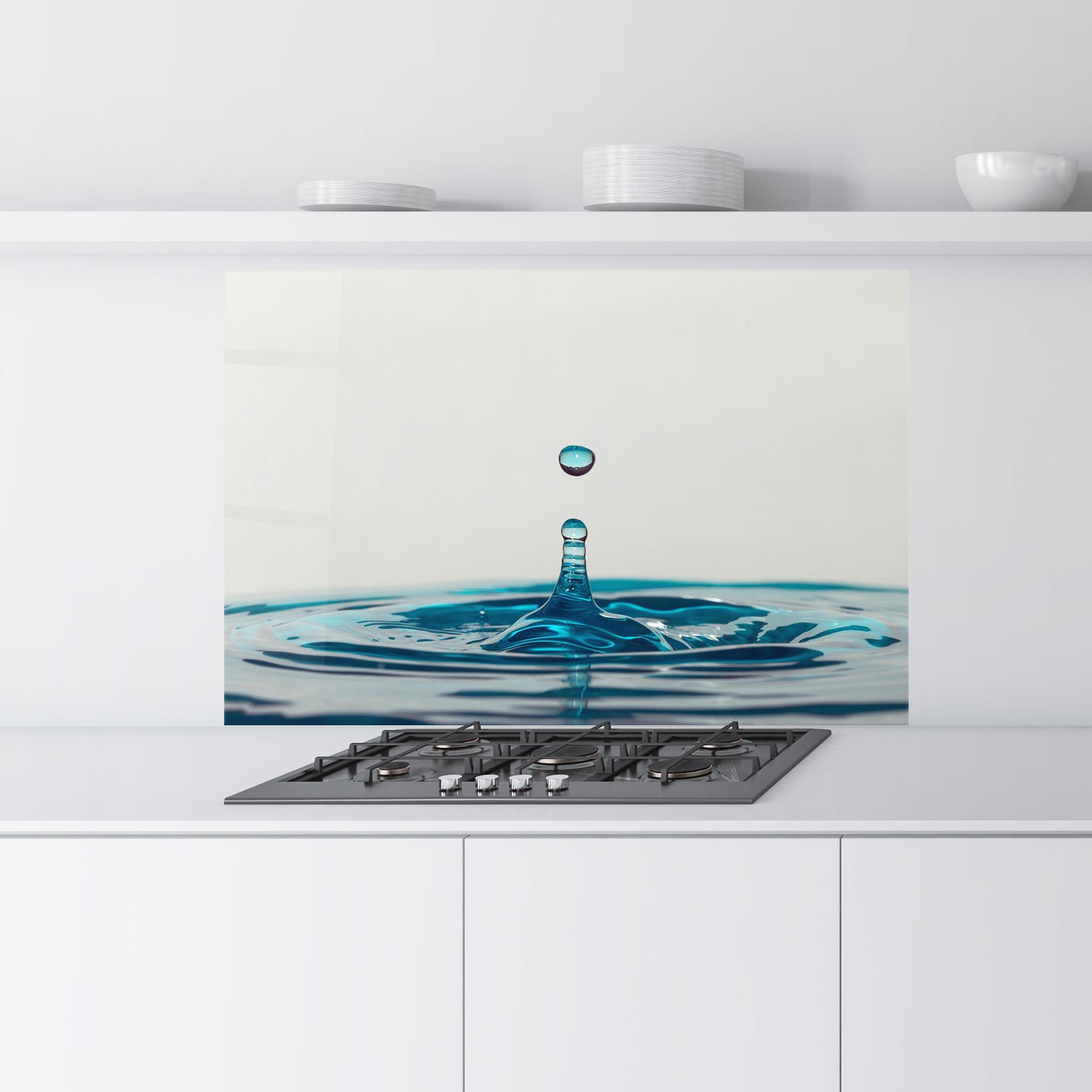 Panou Sticla Bucatarie Blue Water Drop mockup 9