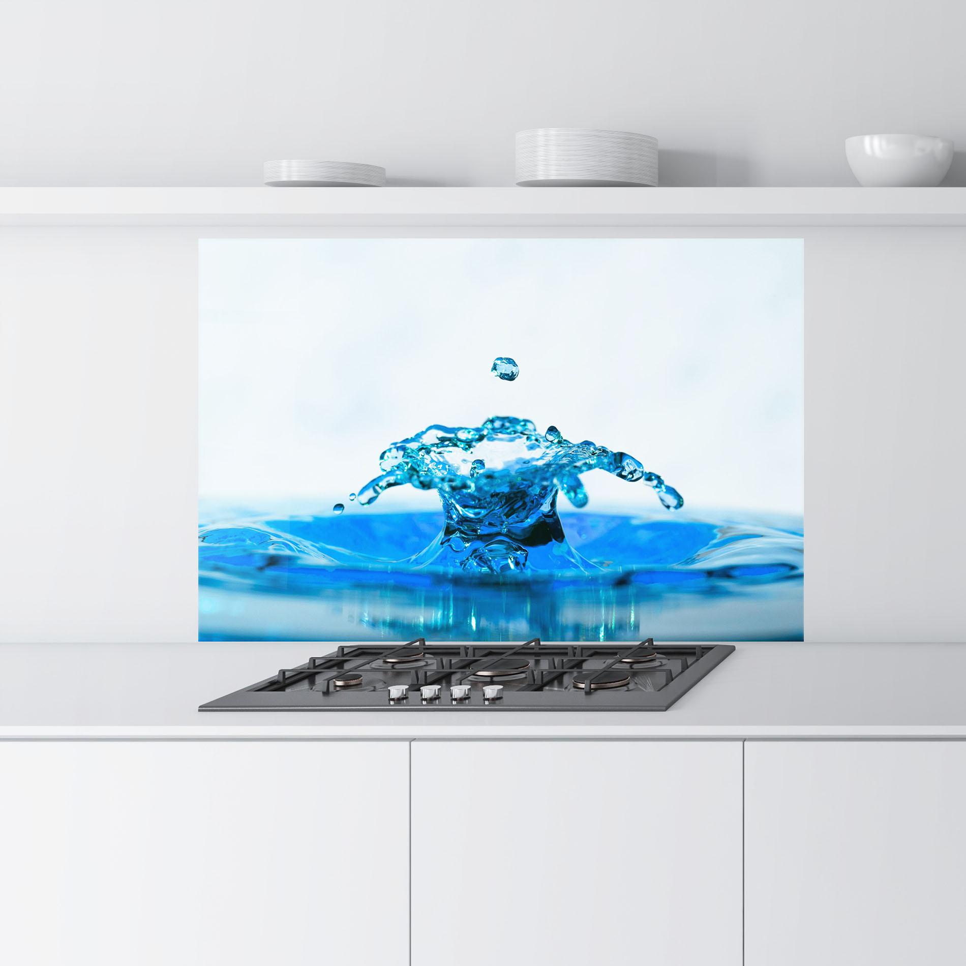 Panou Sticla Bucatarie Blue Water Splash mockup 9