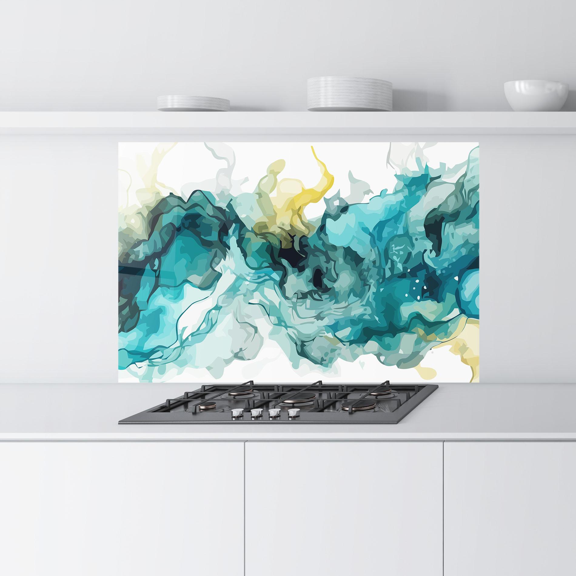 Panou Sticla Bucatarie Blue Yellow Art mockup 9