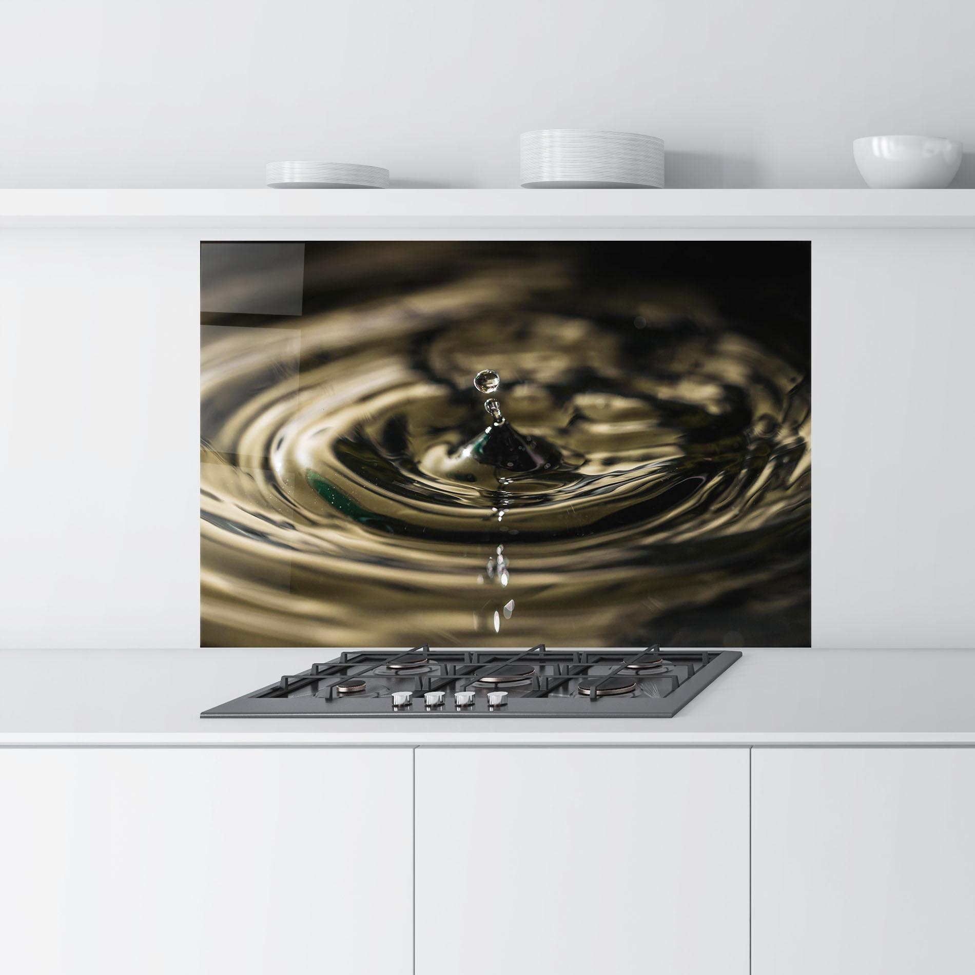 Panou Sticla Bucatarie Brown Water Drop mockup 9