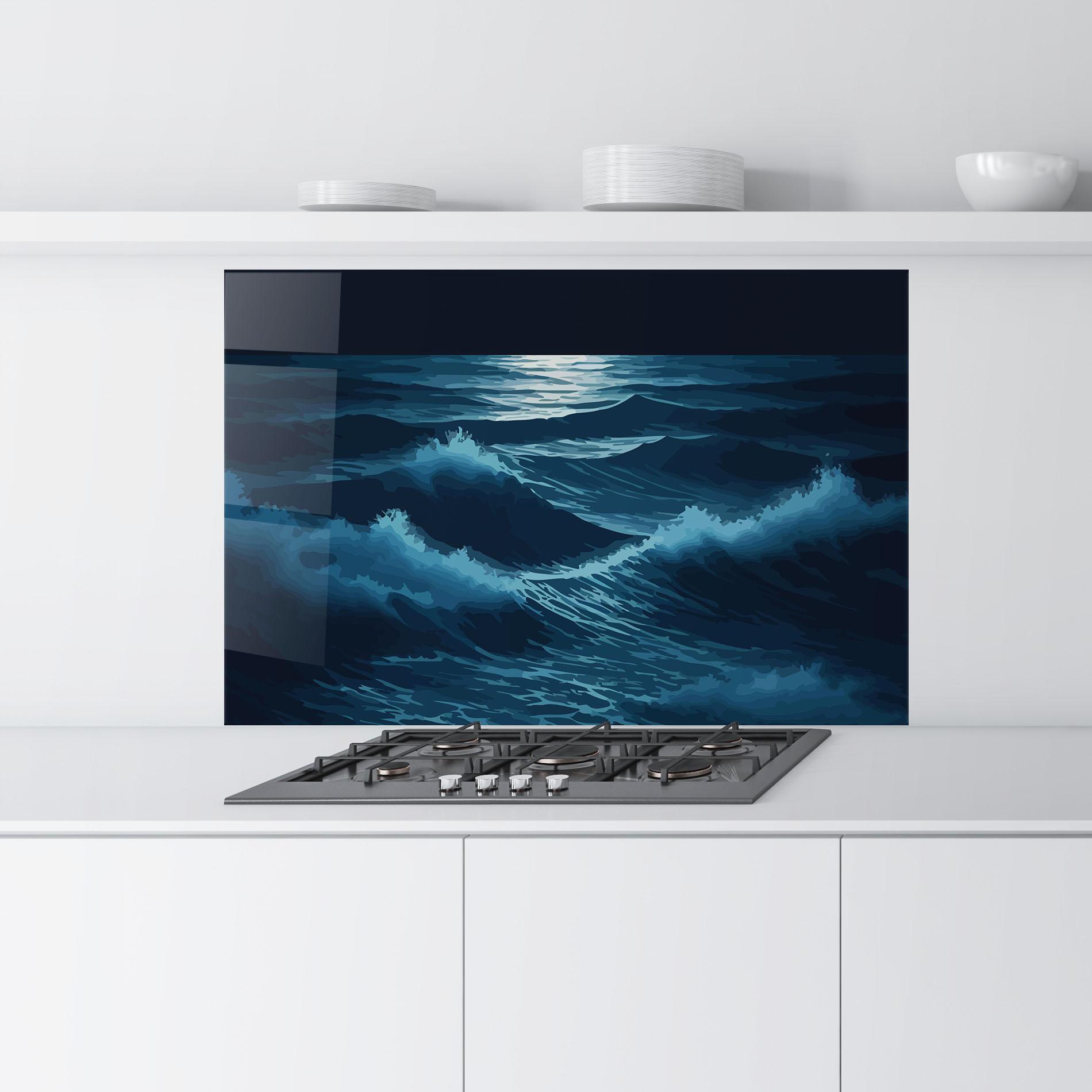 Panou Sticla Bucatarie Ocean Wave mockup 9