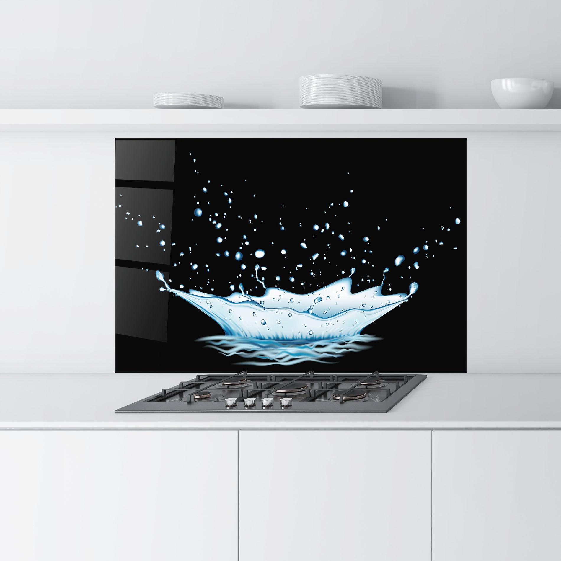 Panou Sticla Bucatarie Water Splash On Black mockup 9