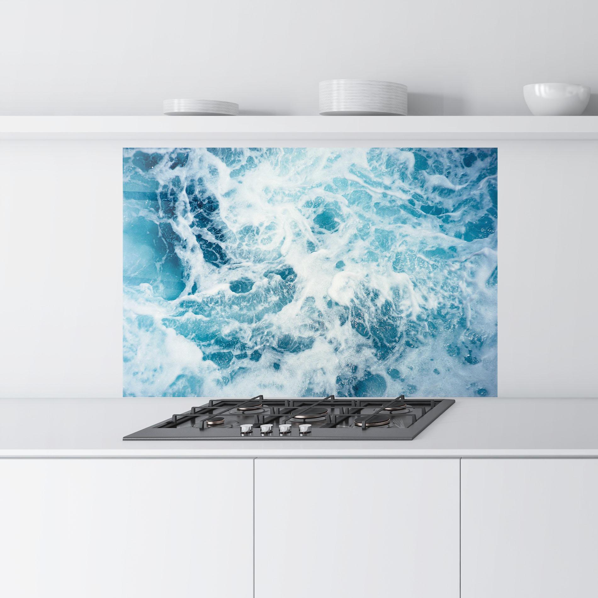 Panou Sticla Bucatarie White Water Wave mockup 9