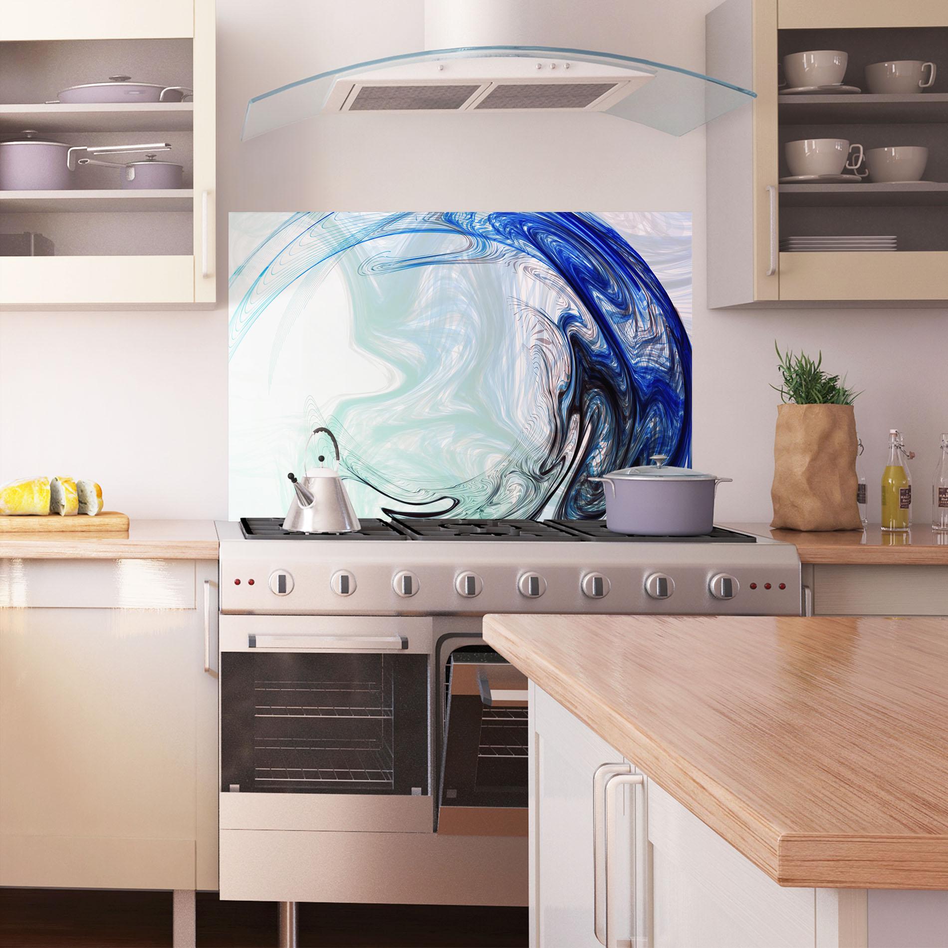 Panou Sticla Bucatarie Blue Black Art mockup 1